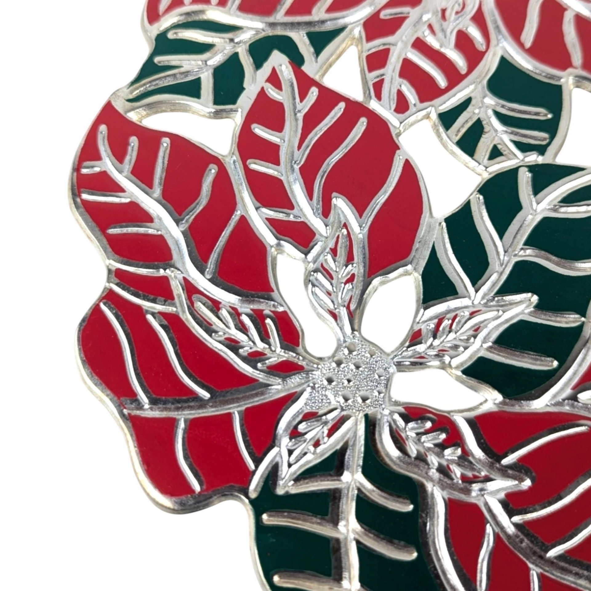 Vintage Regal Silver Metal Poinsettia Trivet