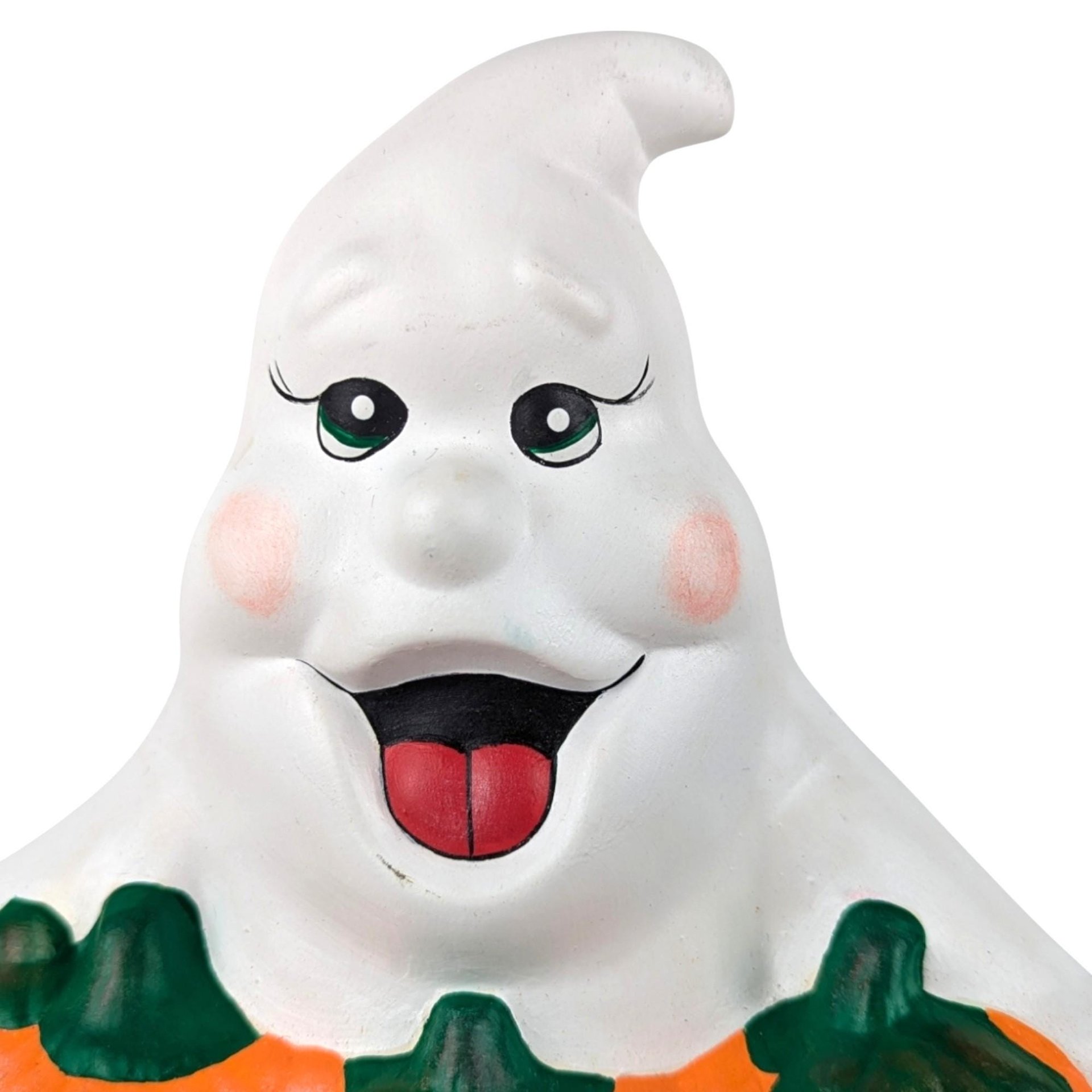 Vintage Ceramic Ghost Holding Boo Pumpkins Light