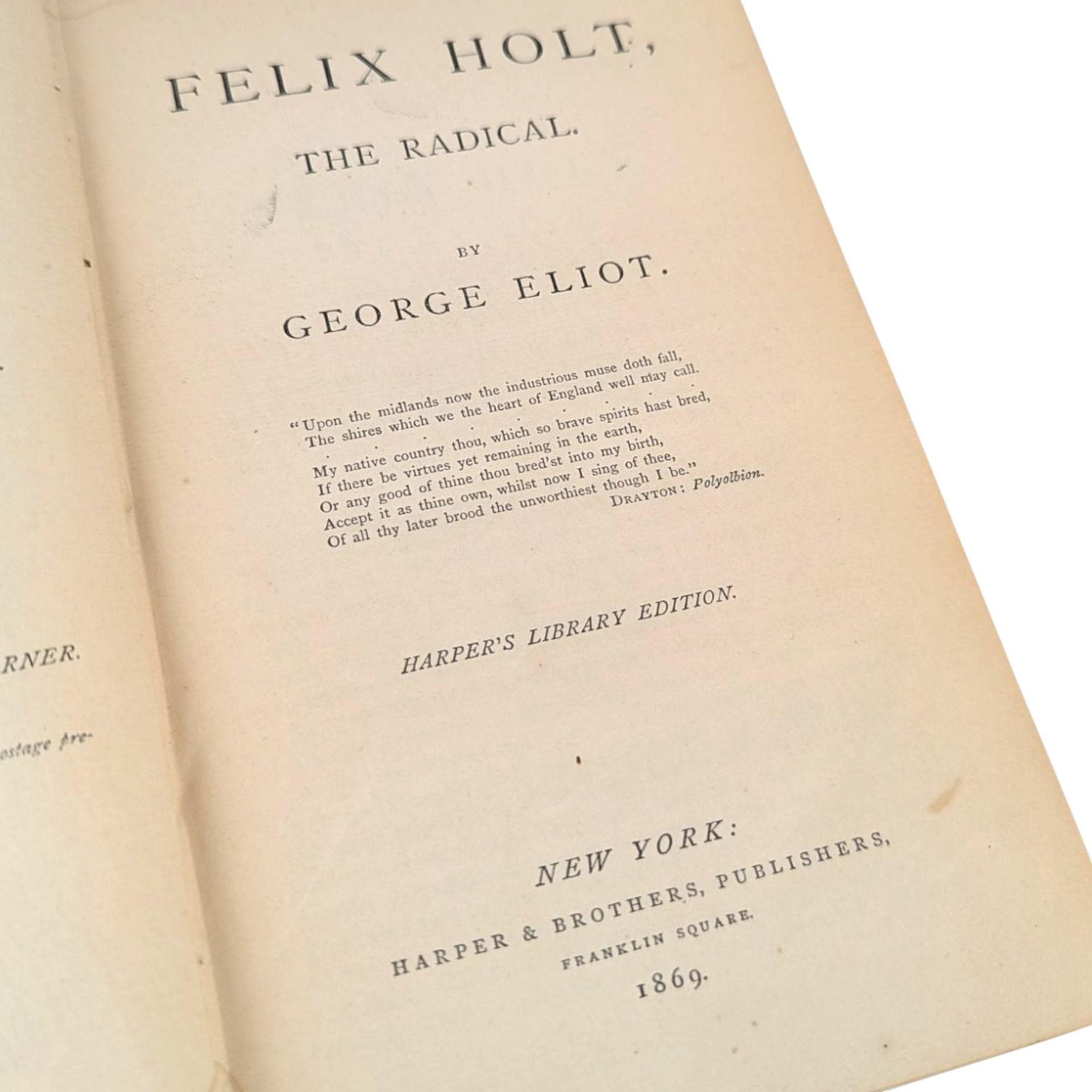 1869 Felix Holt The Radical George Eliot