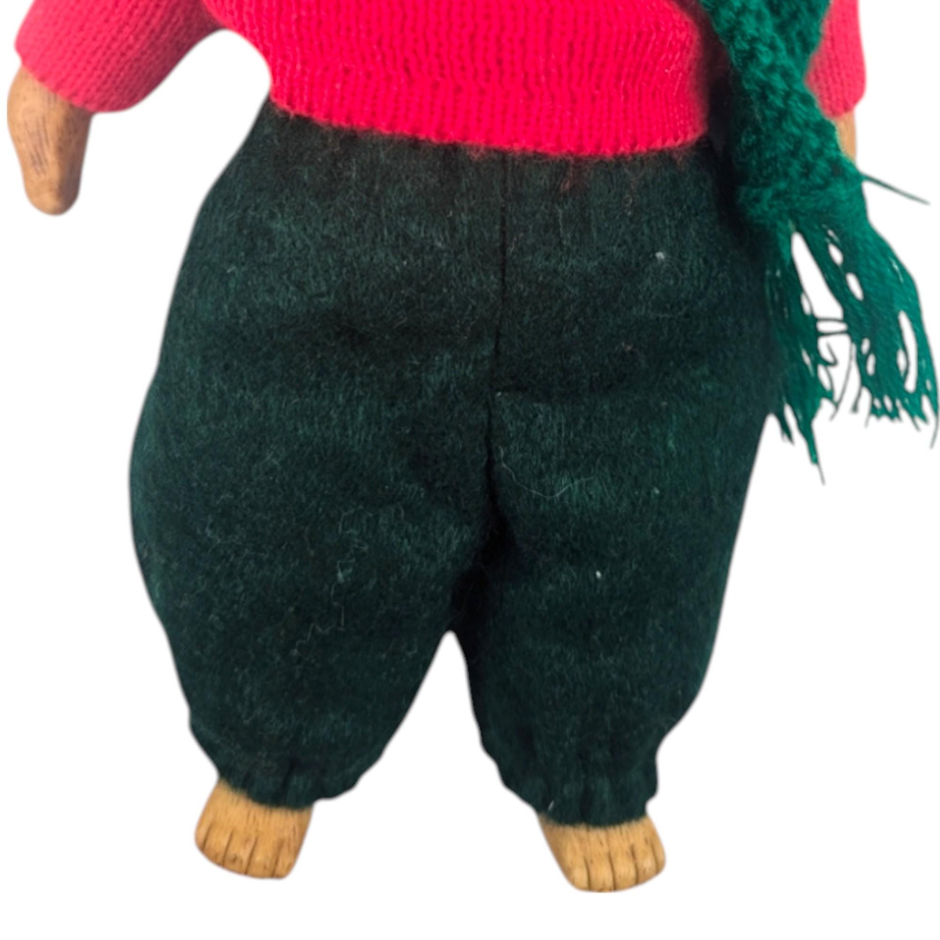 Handmade Porcelain Christmas Bear in Knit Outfit