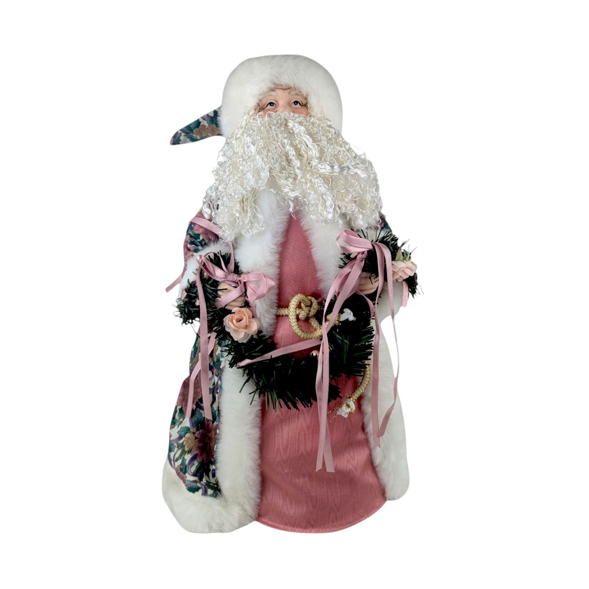 Vintage Victorian Pink Floral Santa Tree Topper