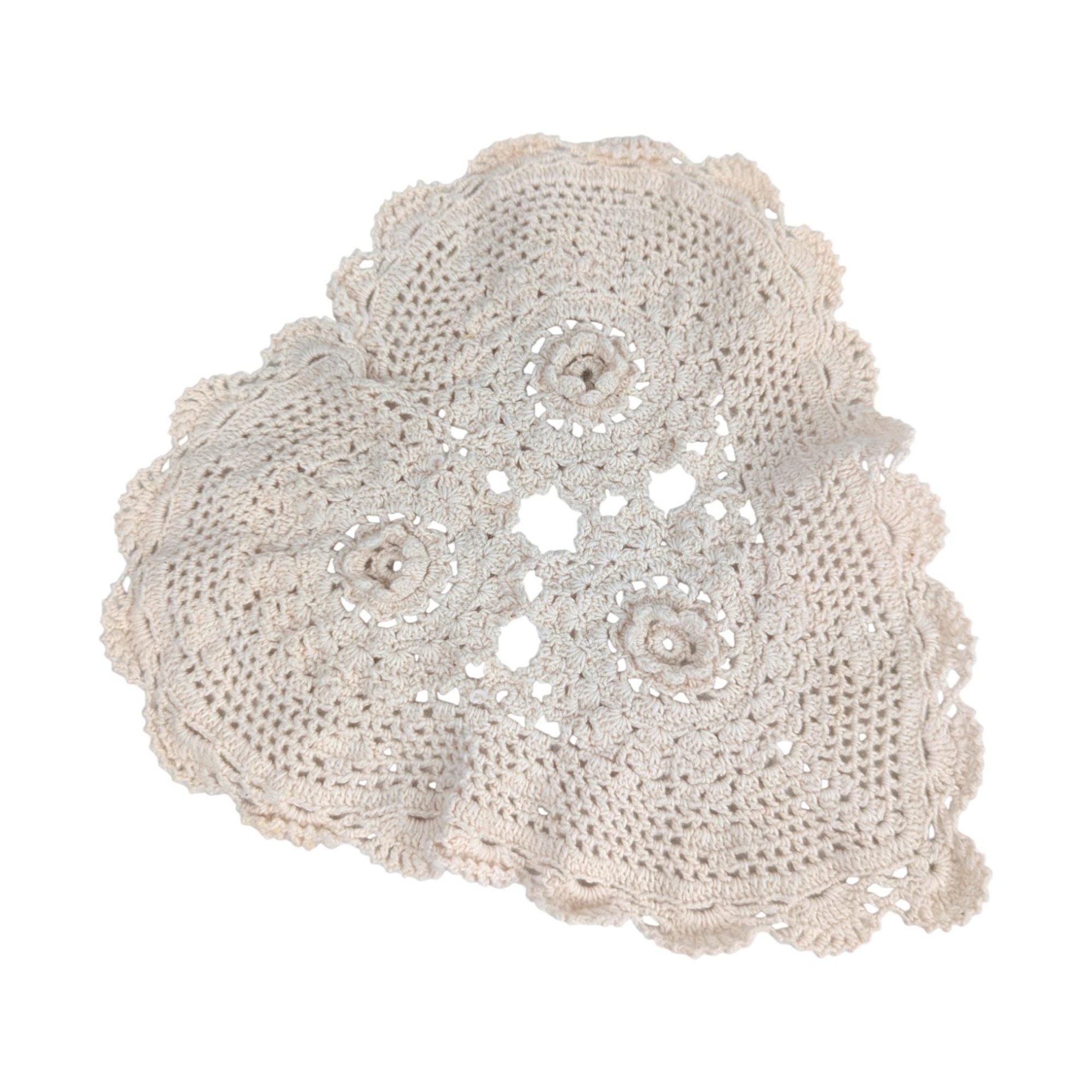 Set of 3 Vintage Off White Handmade Crochet Doilies