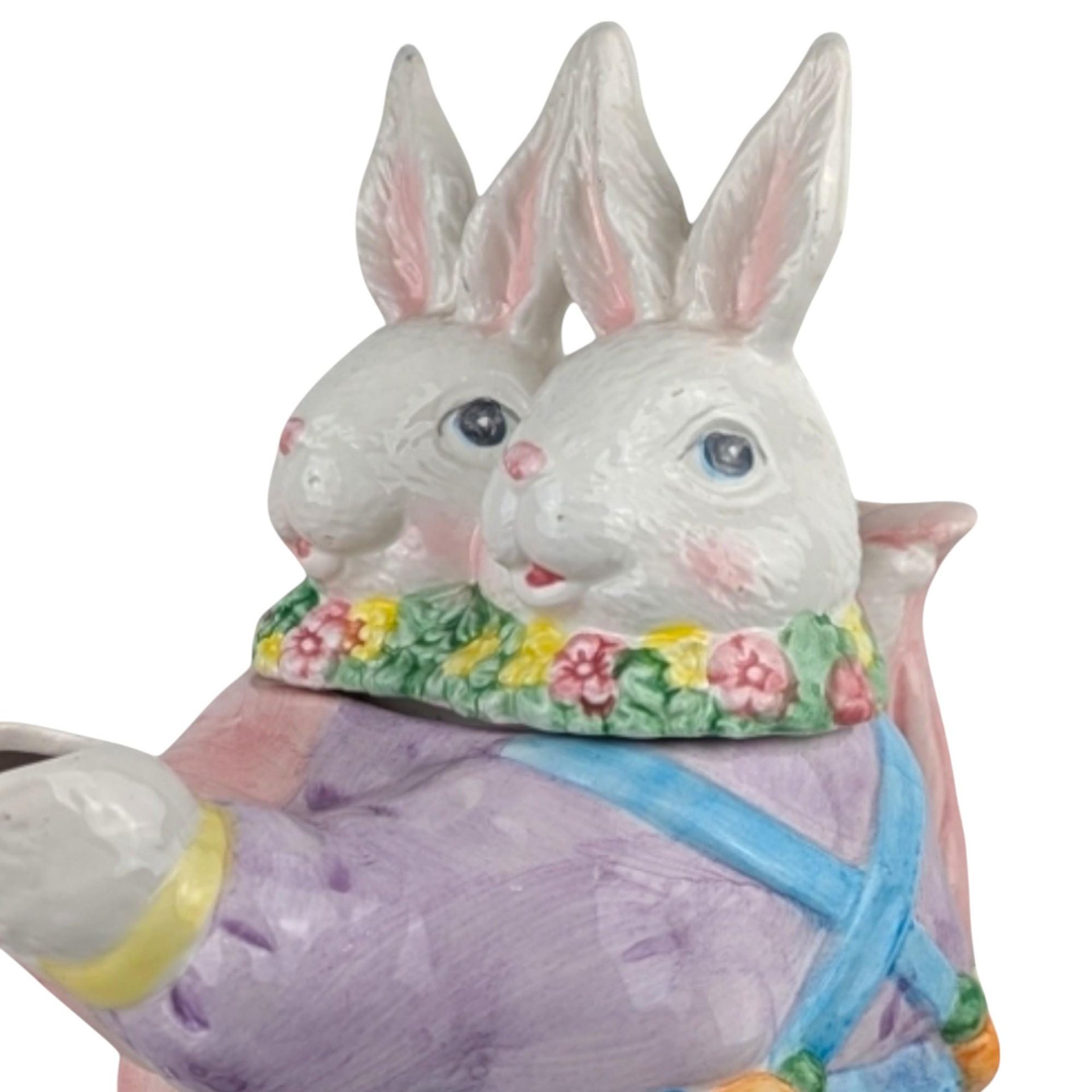 Vintage Whimsical Dancing Rabbits Ceramic Teapot