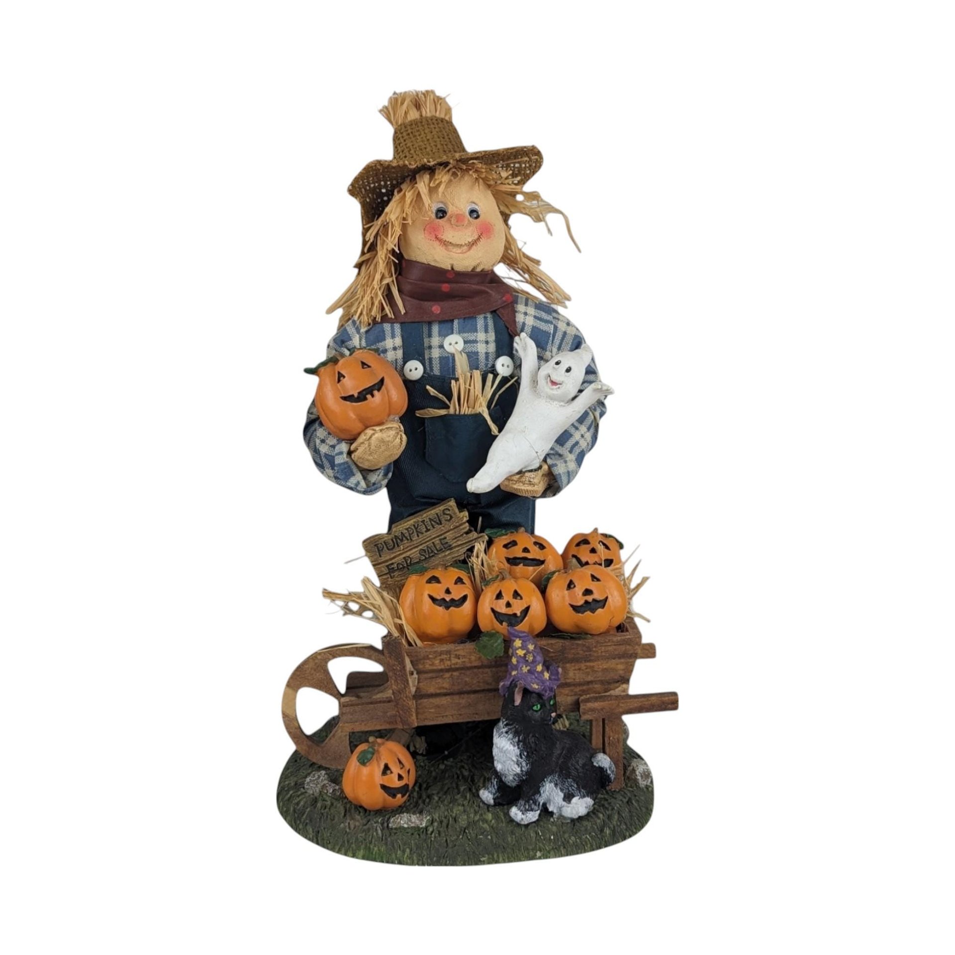 Vintage 13" Halloween Figures, Fabric Witch and Scarecrow