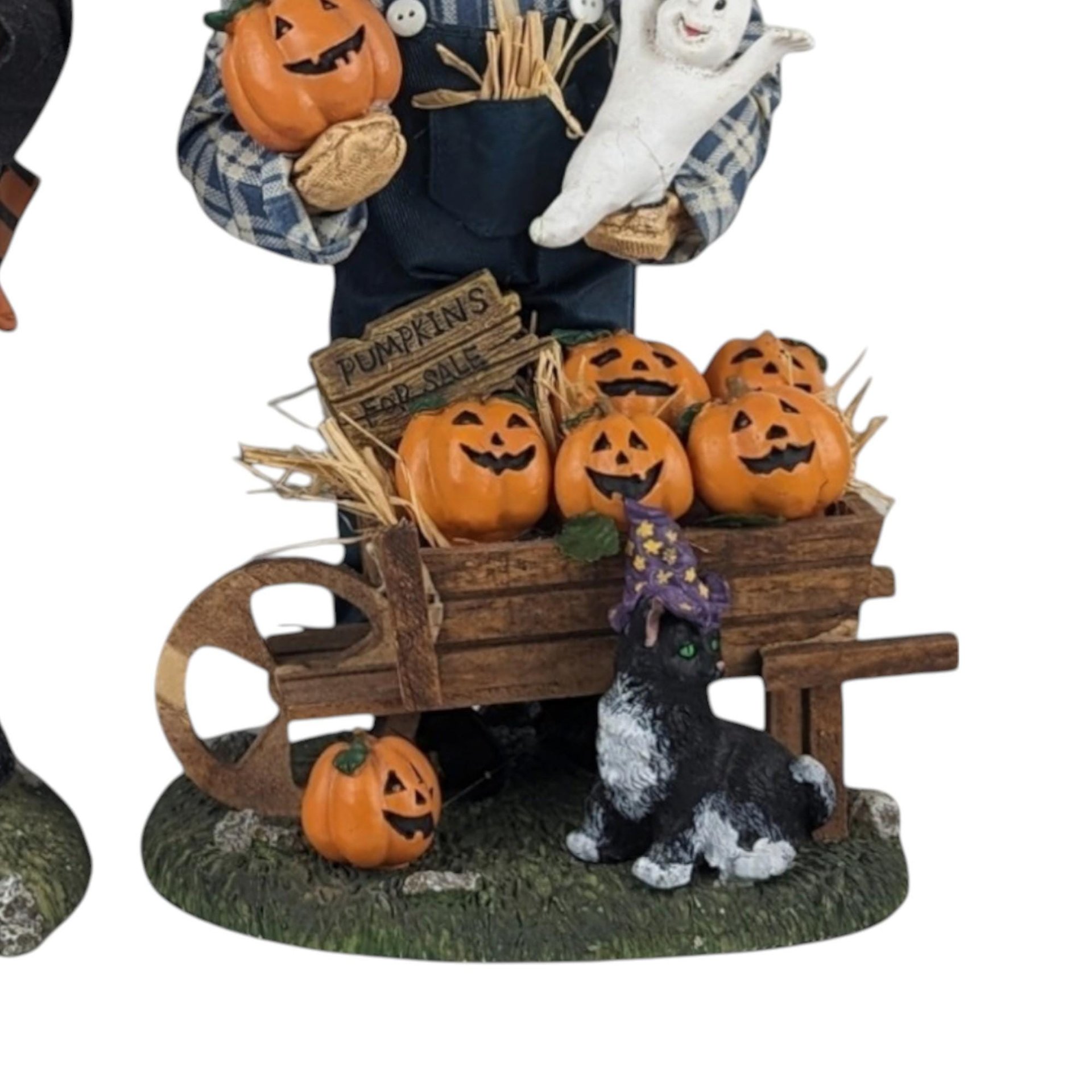 Vintage 13" Halloween Figures, Fabric Witch and Scarecrow