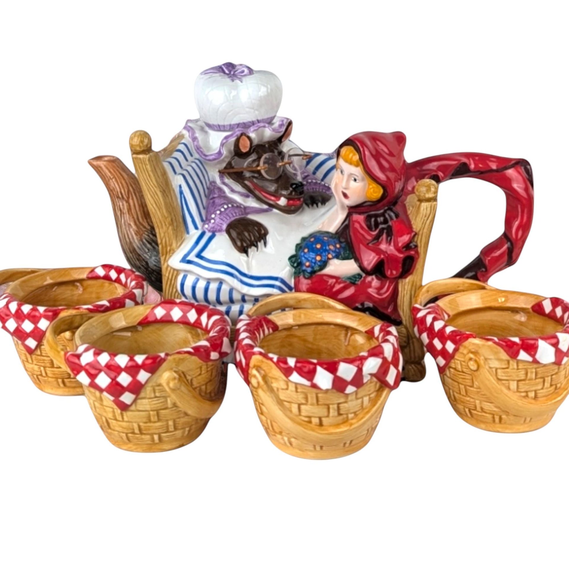 Vintage Dept 56 Little Red Riding Hood Teapot Set