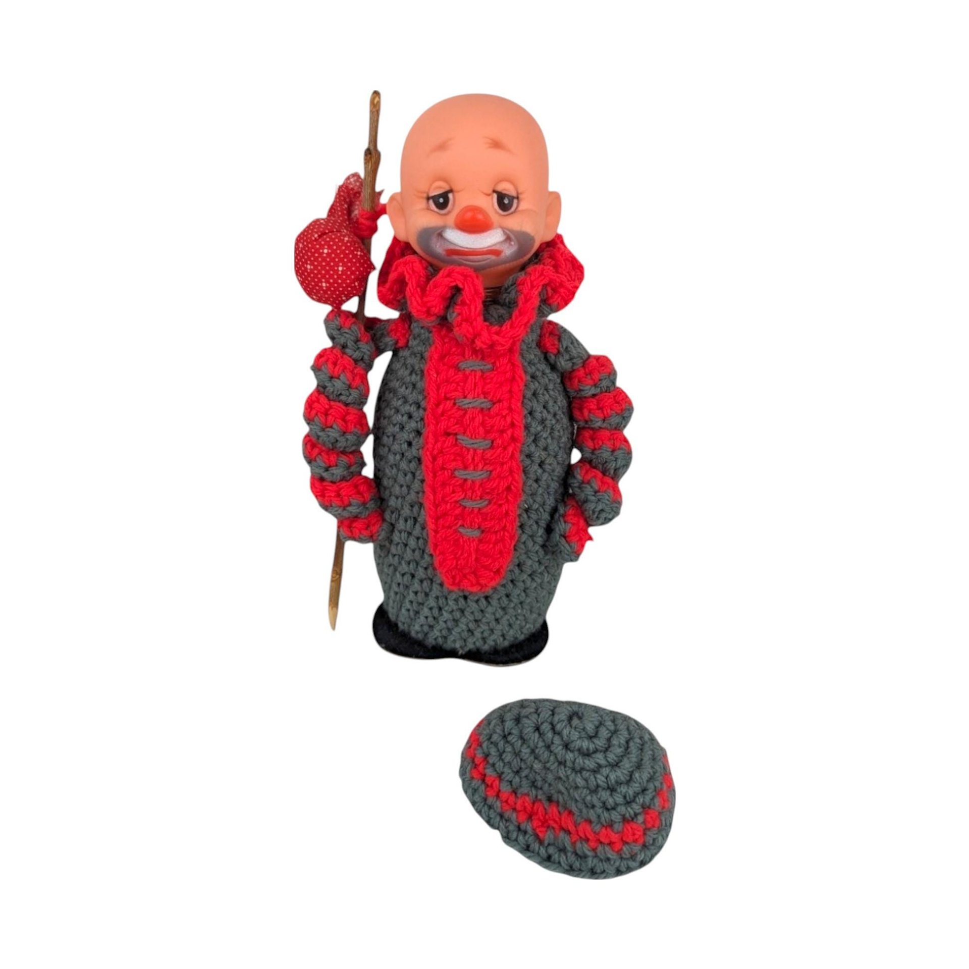 Vintage Hand Crocheted Hobo Clown