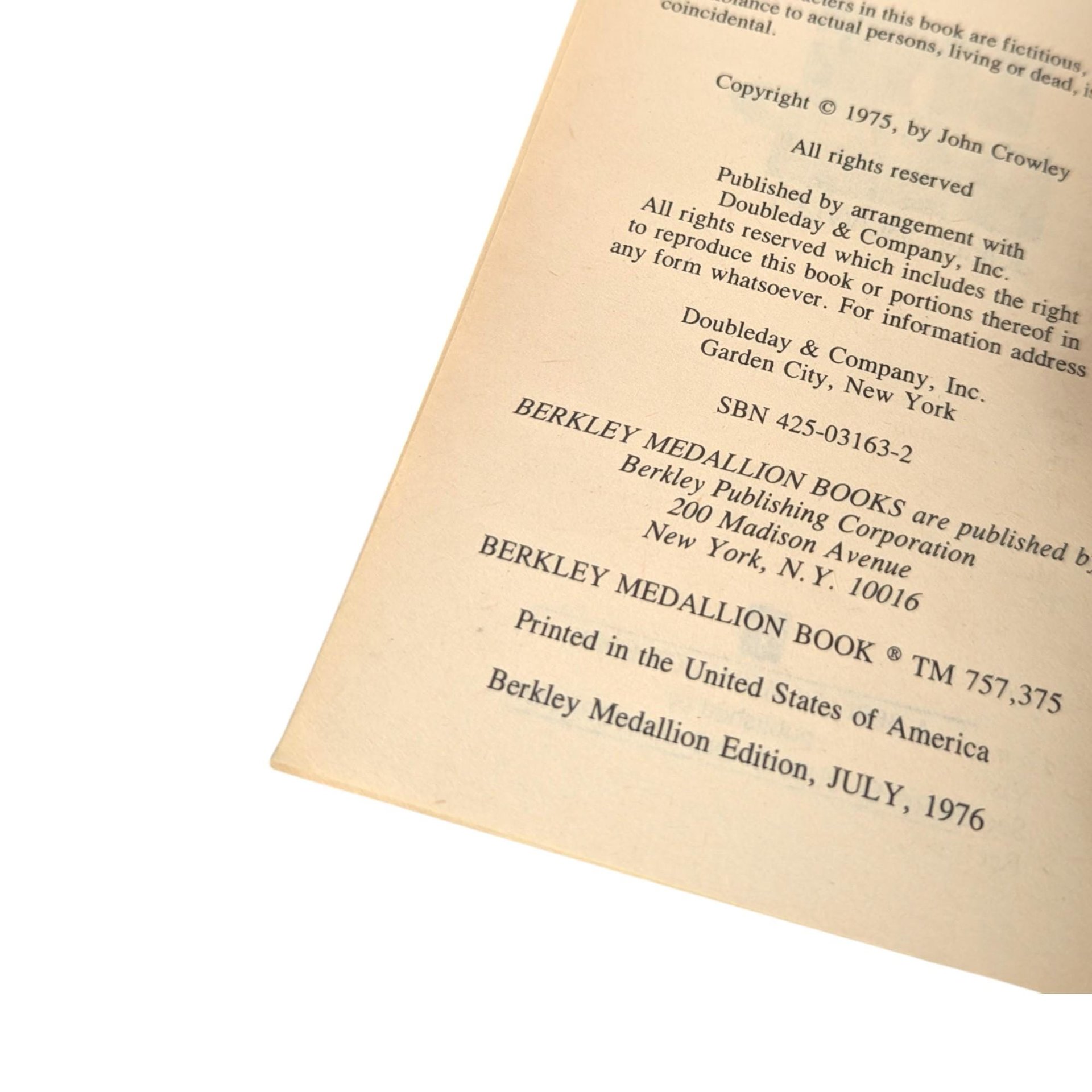 1976 The Deep John Crowley Paperback