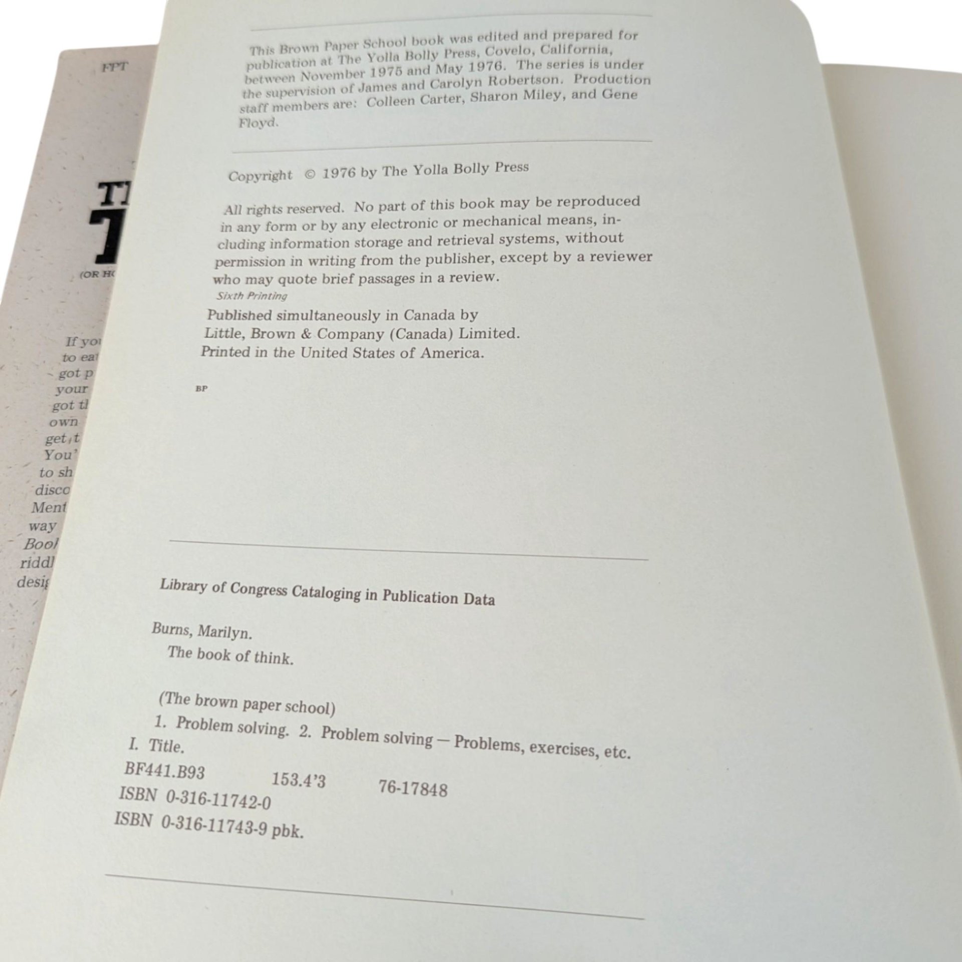 1976 The Book of Think Marilyn Burns Hardcover