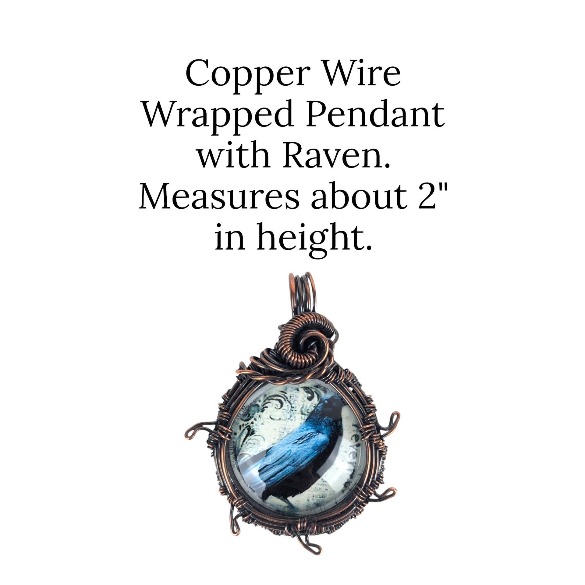 Handmade Copper Wire Wrapped Raven Pendant