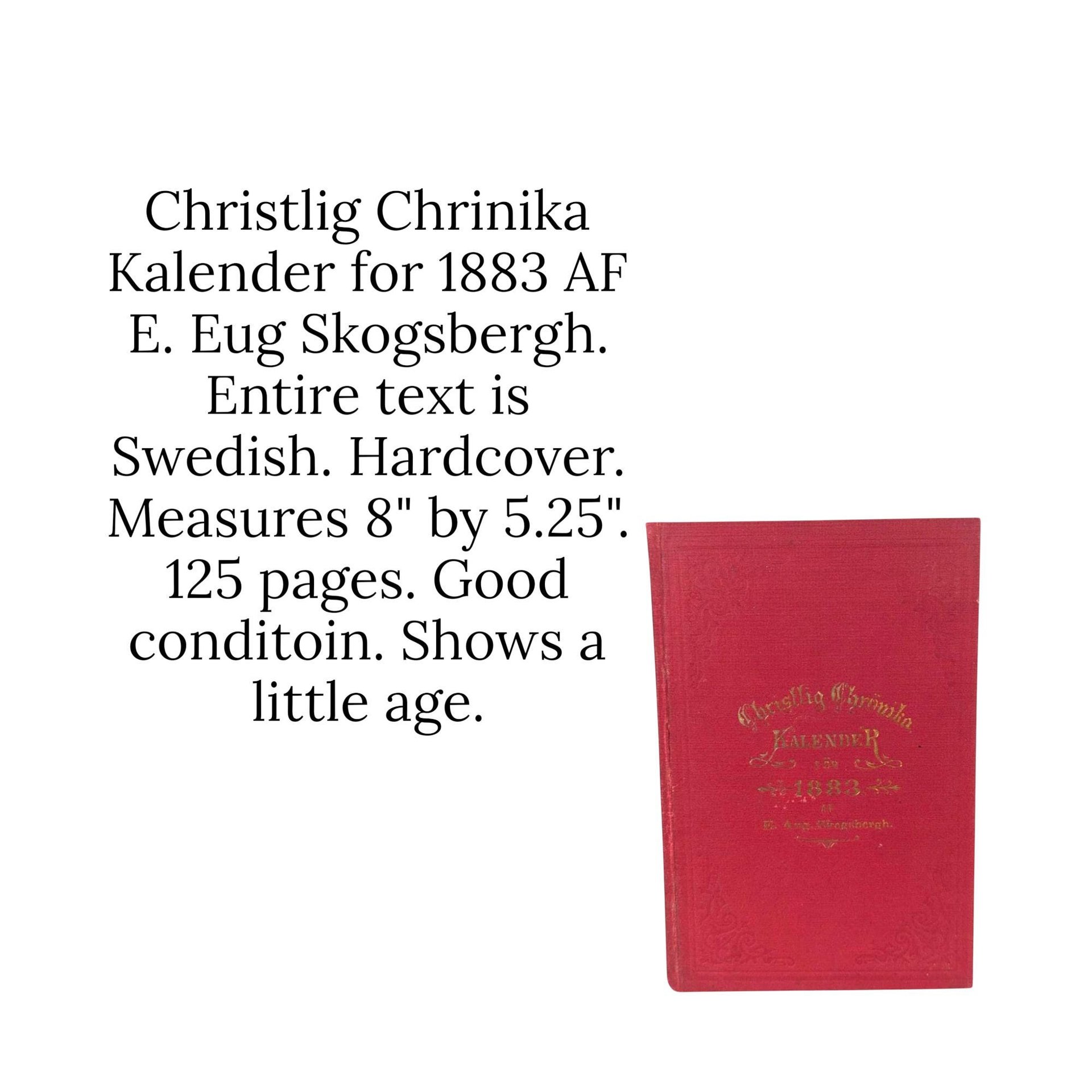 1883 Christlig Chronika Kalender Swedish Book