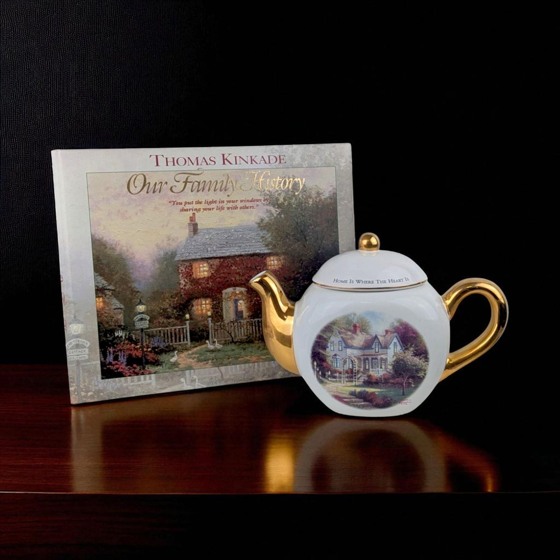 Vintage Thomas Kinkade Family History & Teapot Set