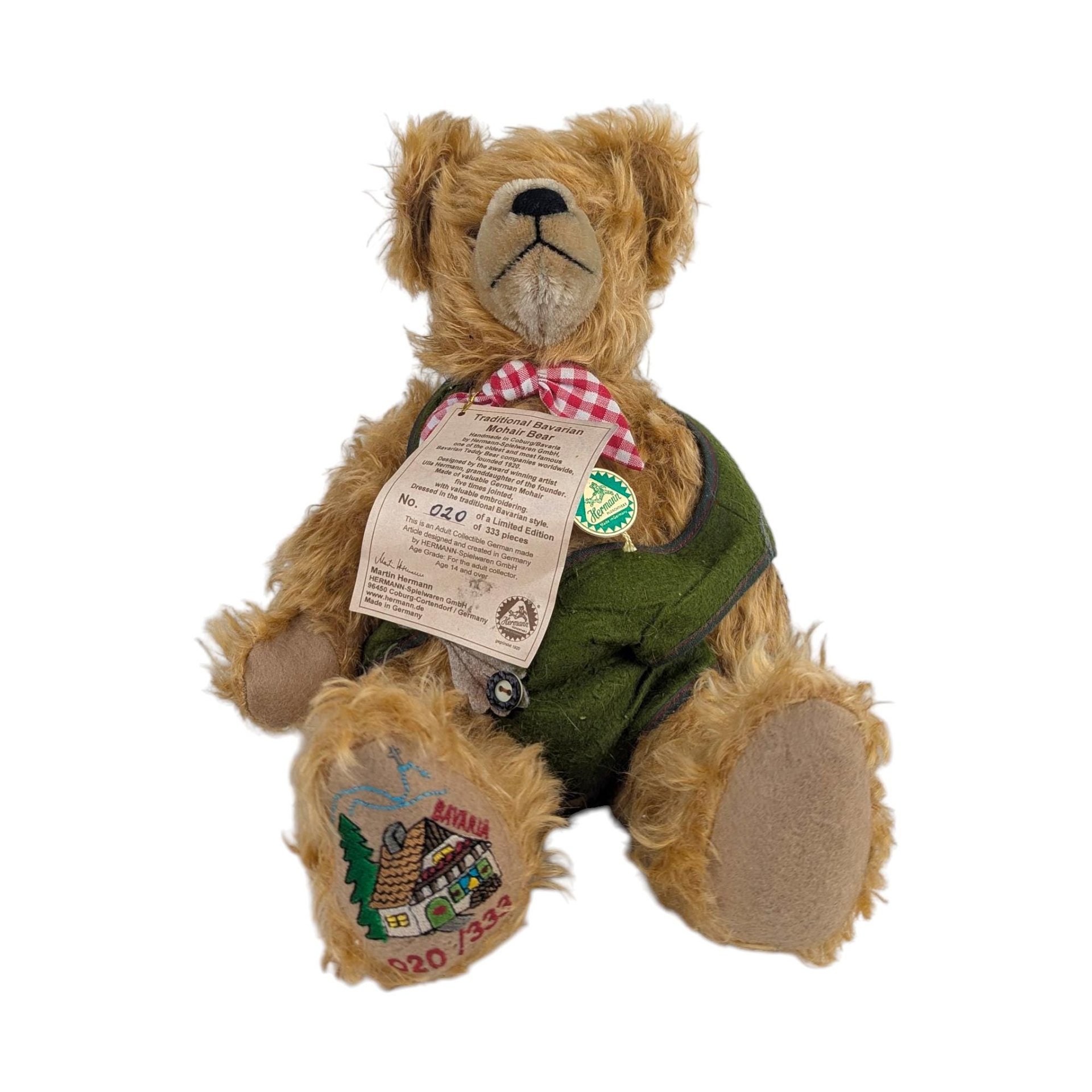 Vintage Hermann Limited Edition Traditional Bavarian Mohair Bear