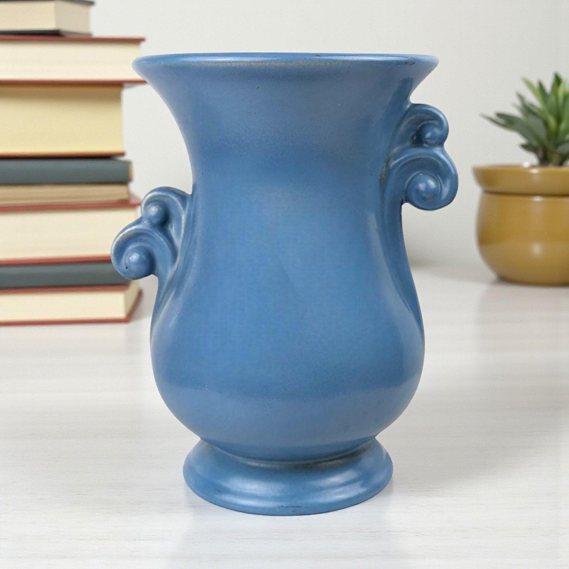 Vintage Blue Rumrill Ceramic Vase