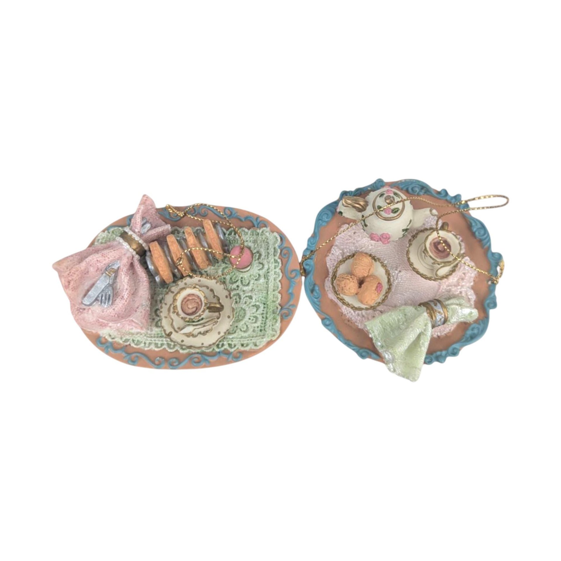 Vintage Resin Picnic & Tea Party Ornament Set