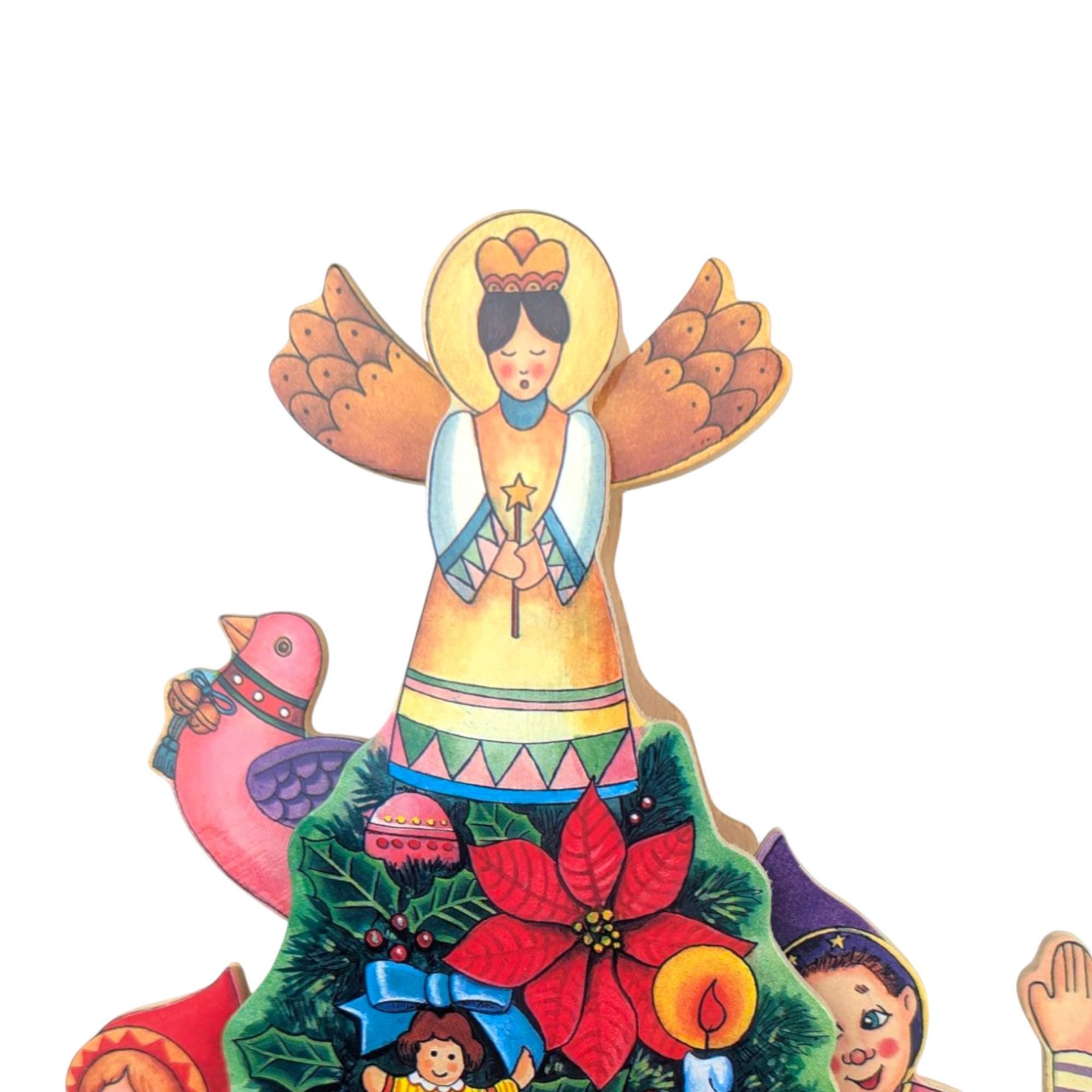 Vintage Wooden Christmas Tree Musical Decor