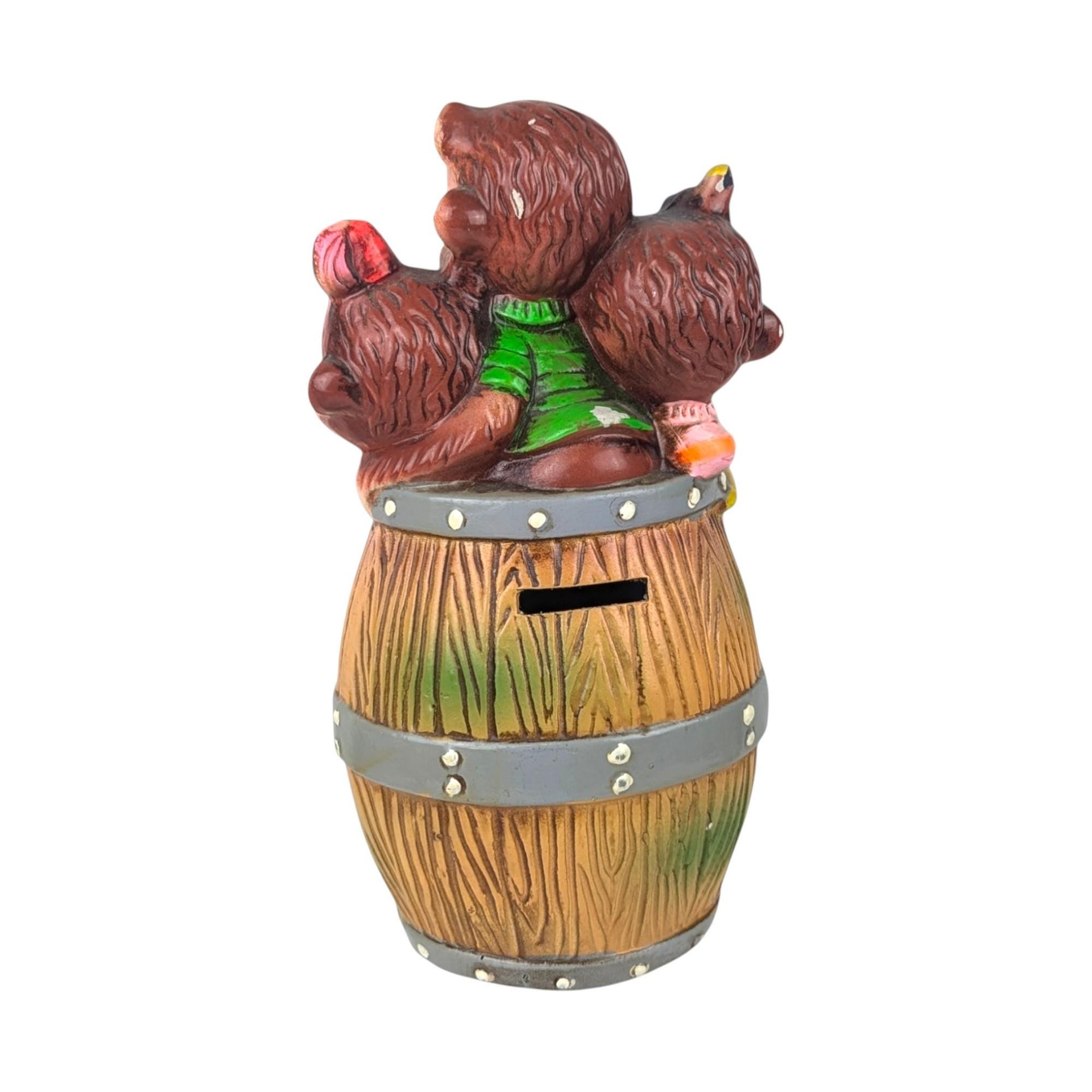Vintage Barrel of Monkeys Ceramic Bank