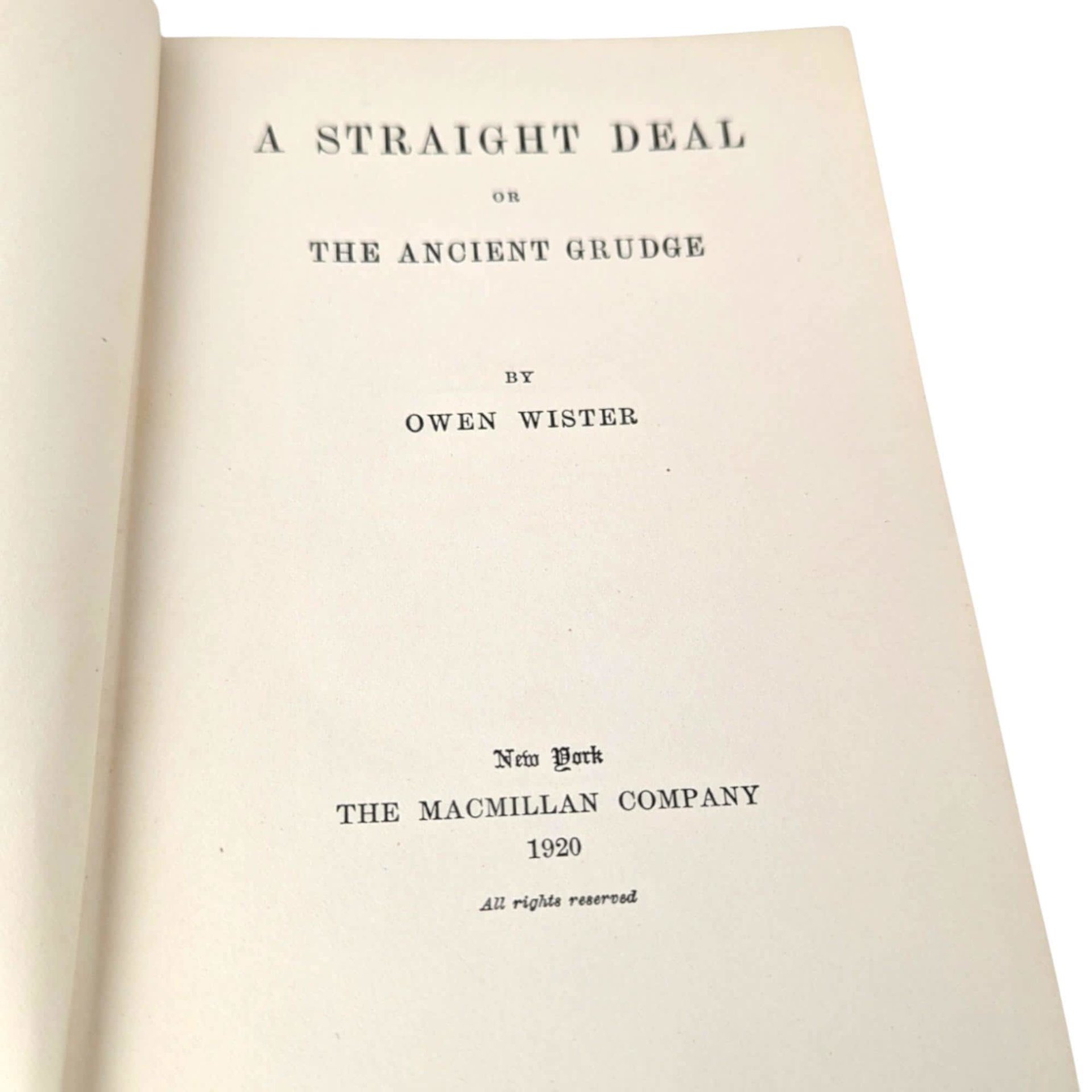 1920 A Straight Deal, Owen Wister