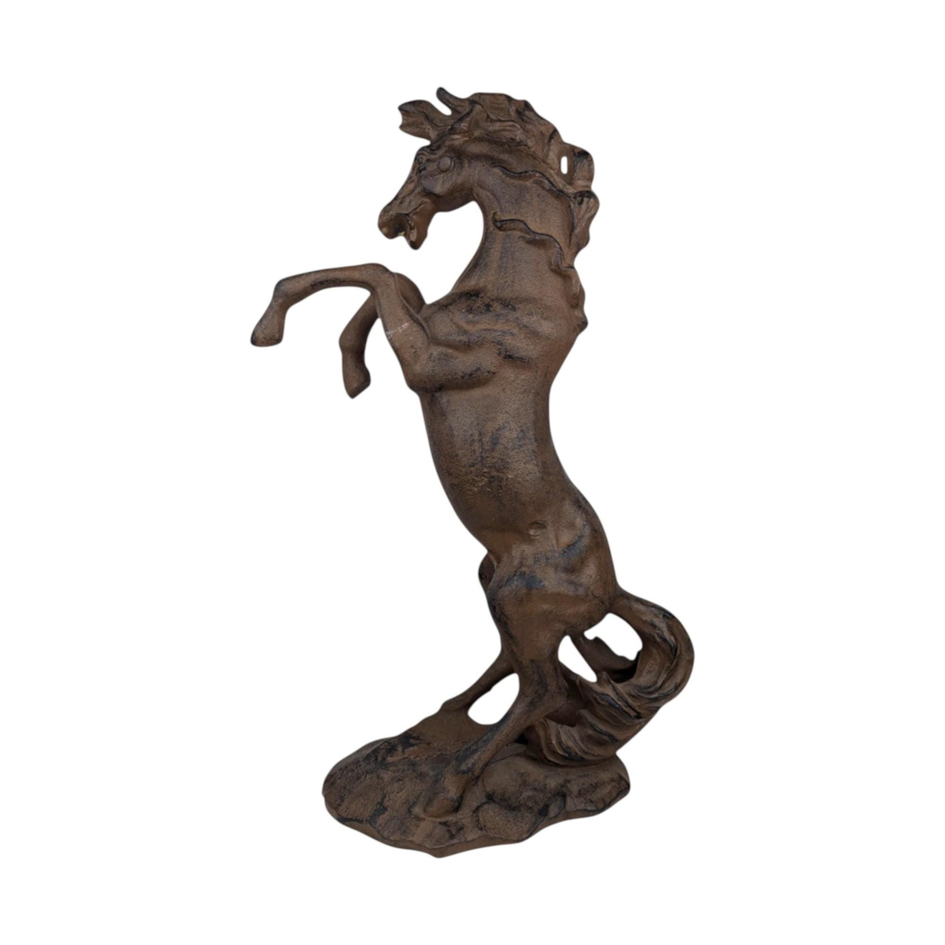 Vintage Cast Iron Rearing Horse Statue