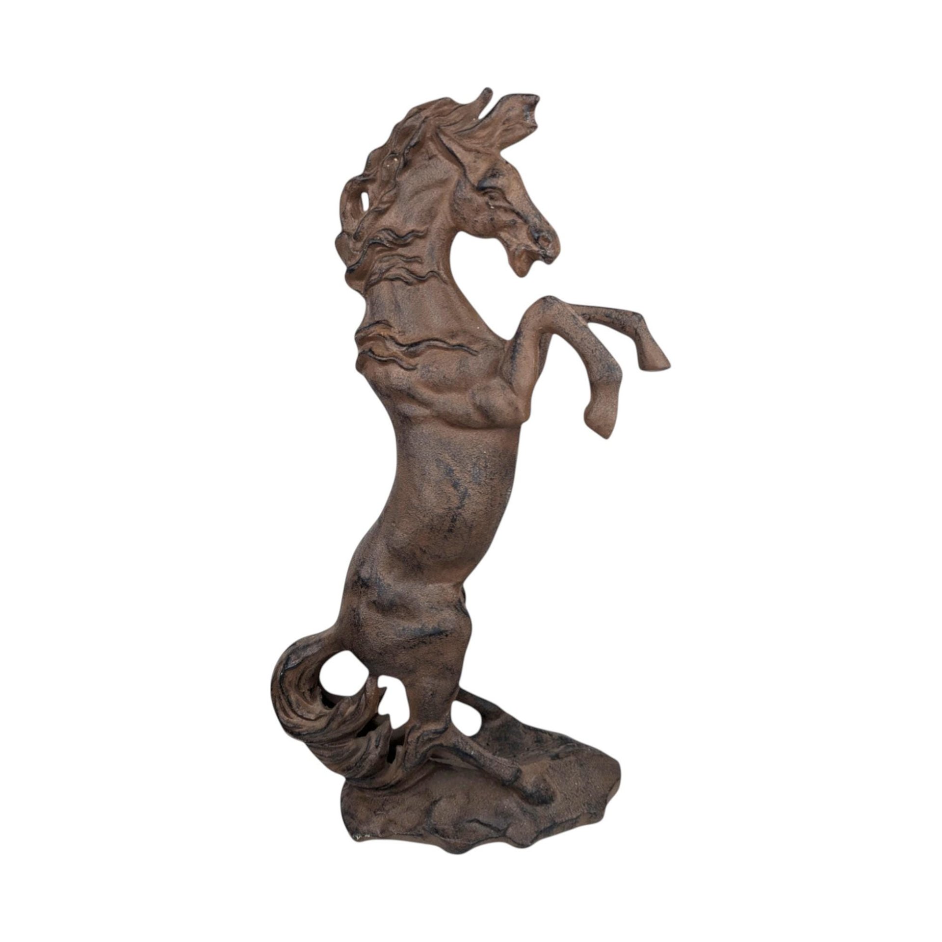 Vintage Cast Iron Rearing Horse Statue