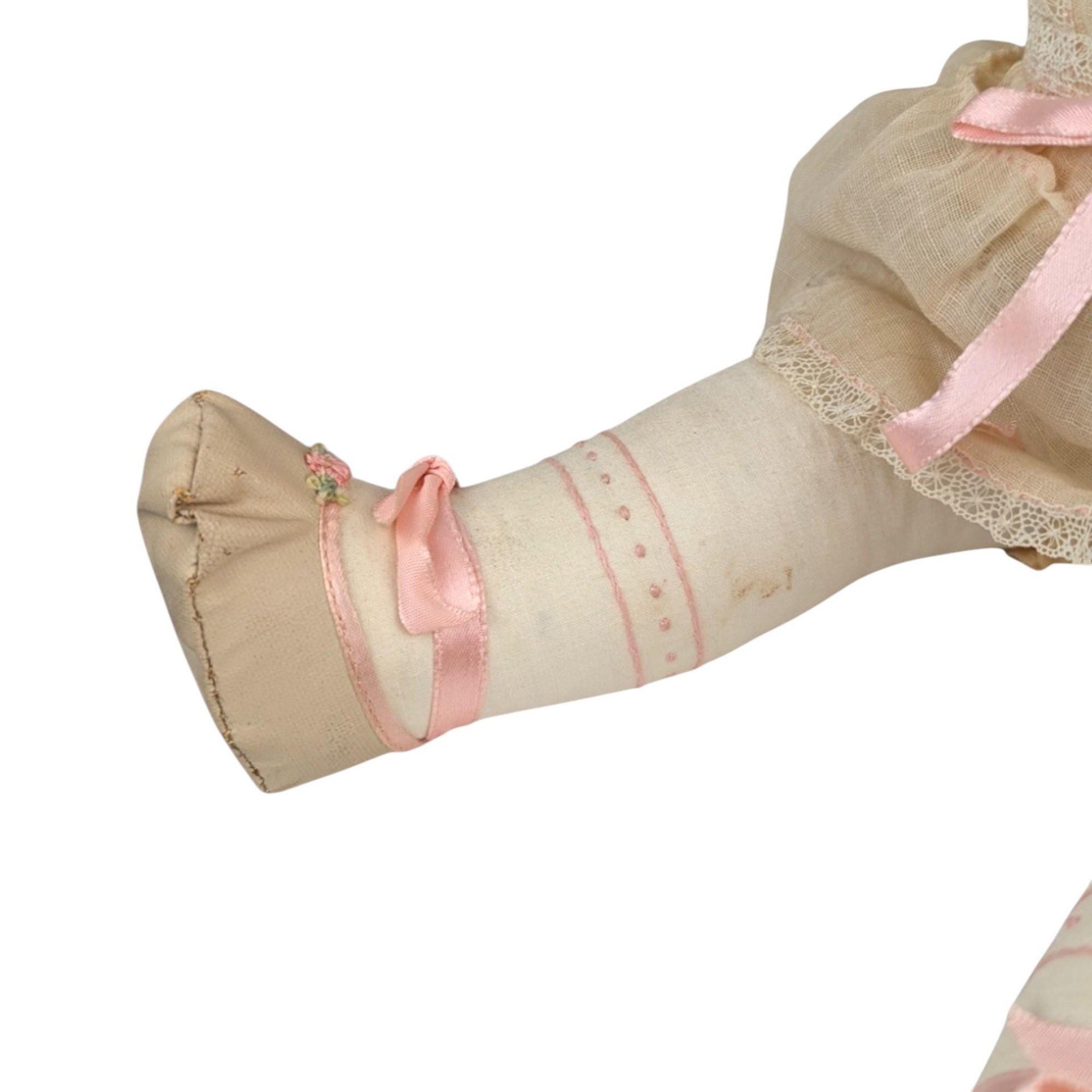 Vintage Handmade Cloth Doll in Bonnet and Dress