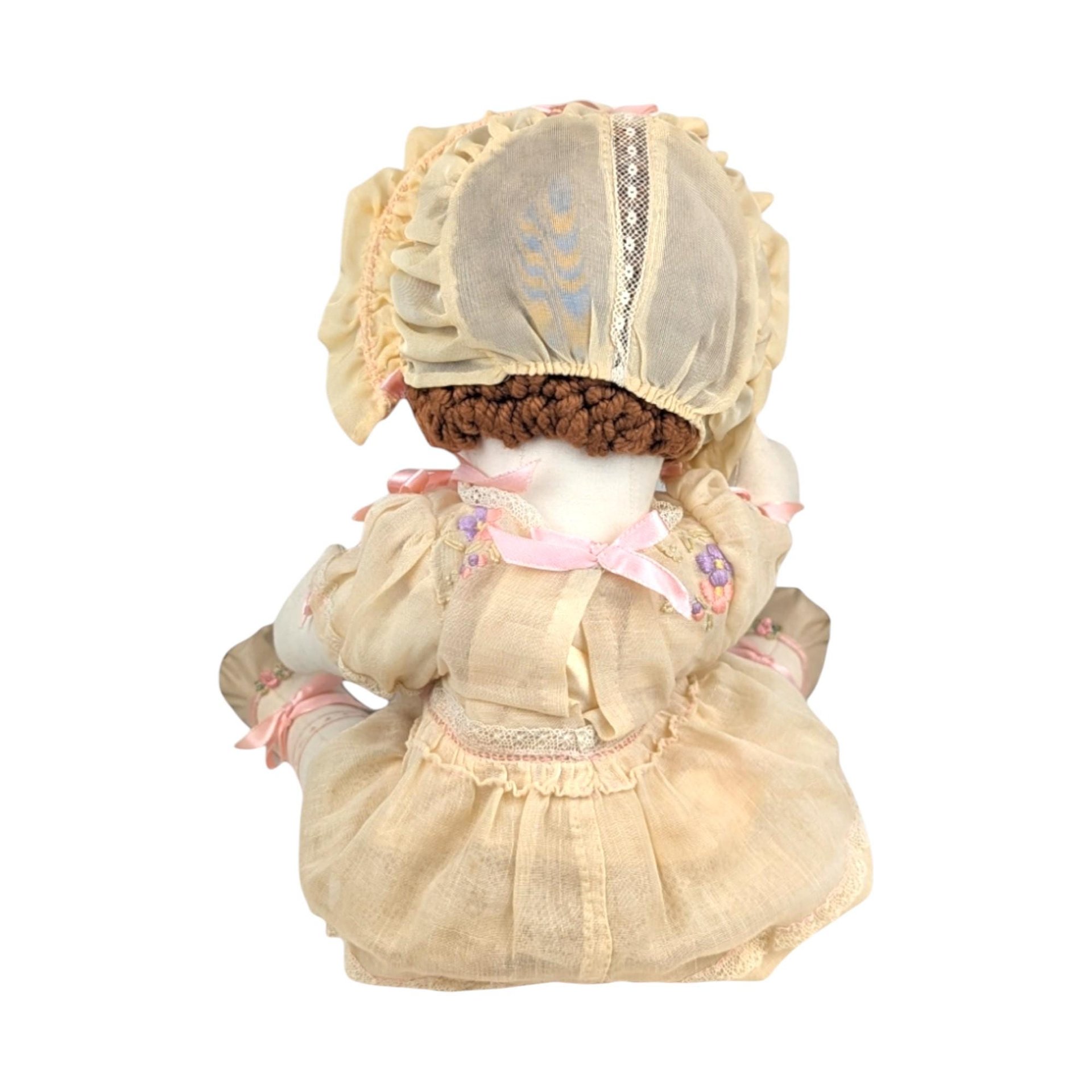 Vintage Handmade Cloth Doll in Bonnet and Dress