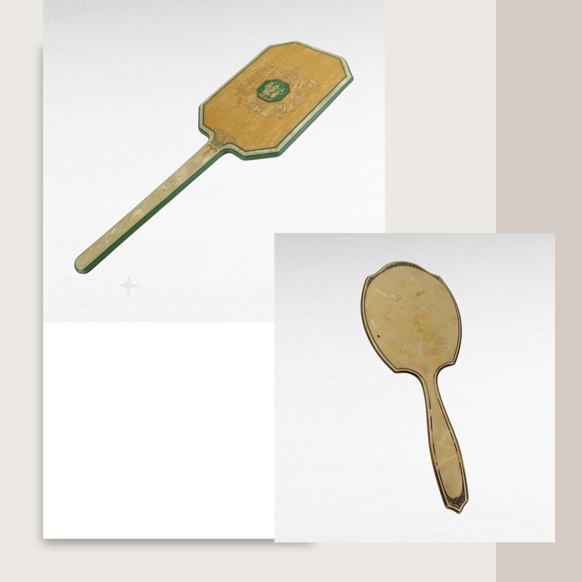 Vintage Pair of Dupont and Celluloid Hand Mirrors