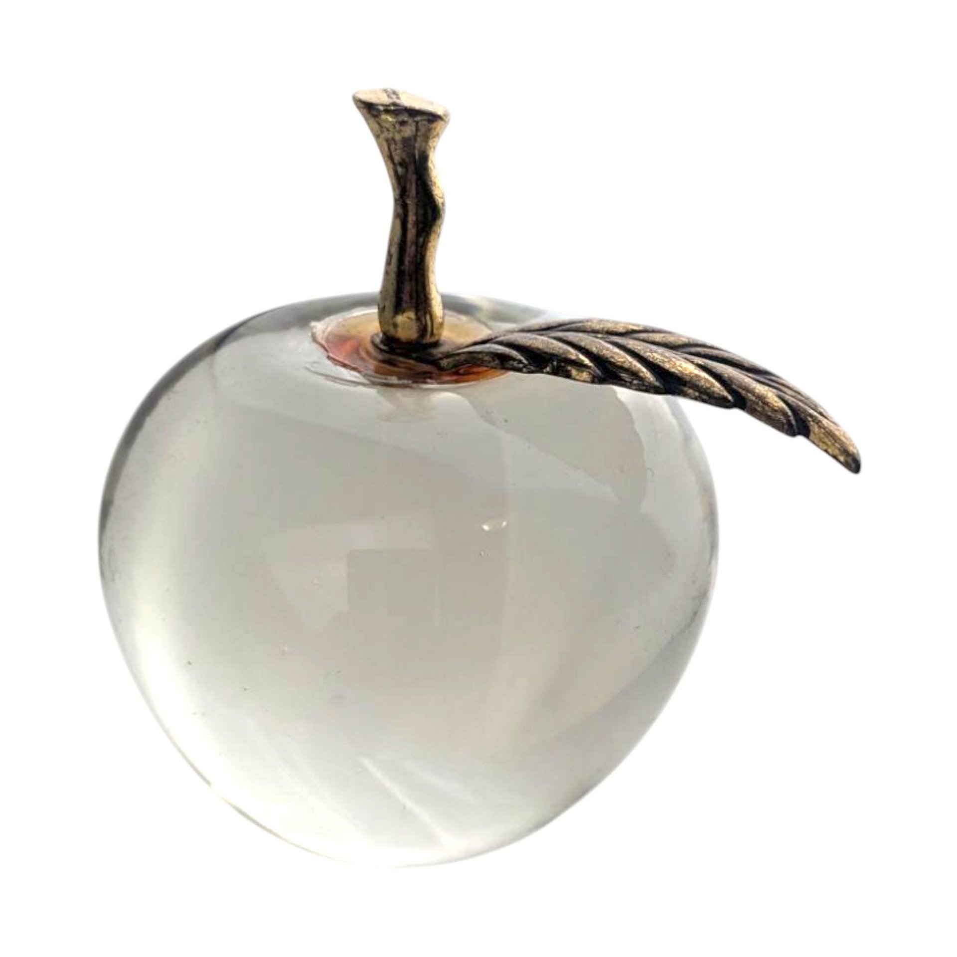Vintage Clear Glass Apple Paperweight