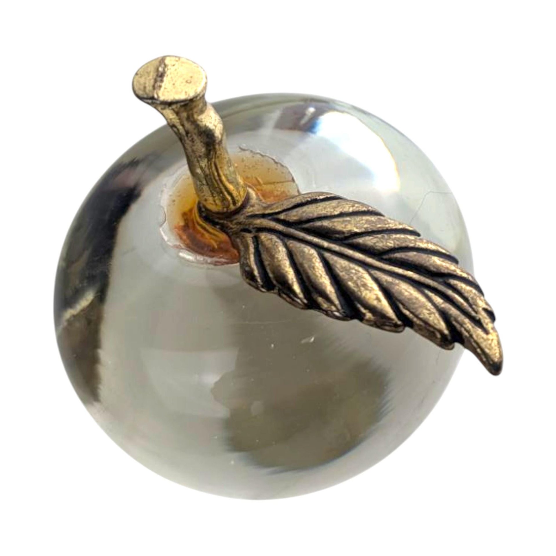 Vintage Clear Glass Apple Paperweight