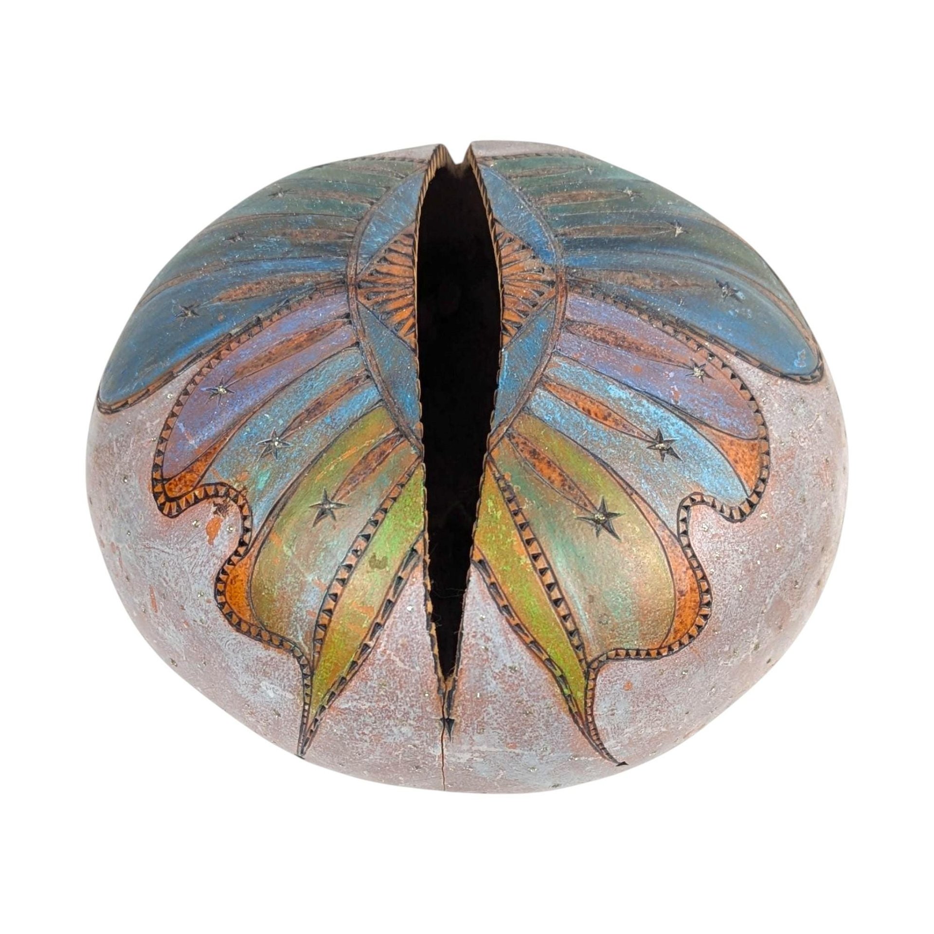 Vintage Hand-Carved Natural Gourd Vessel