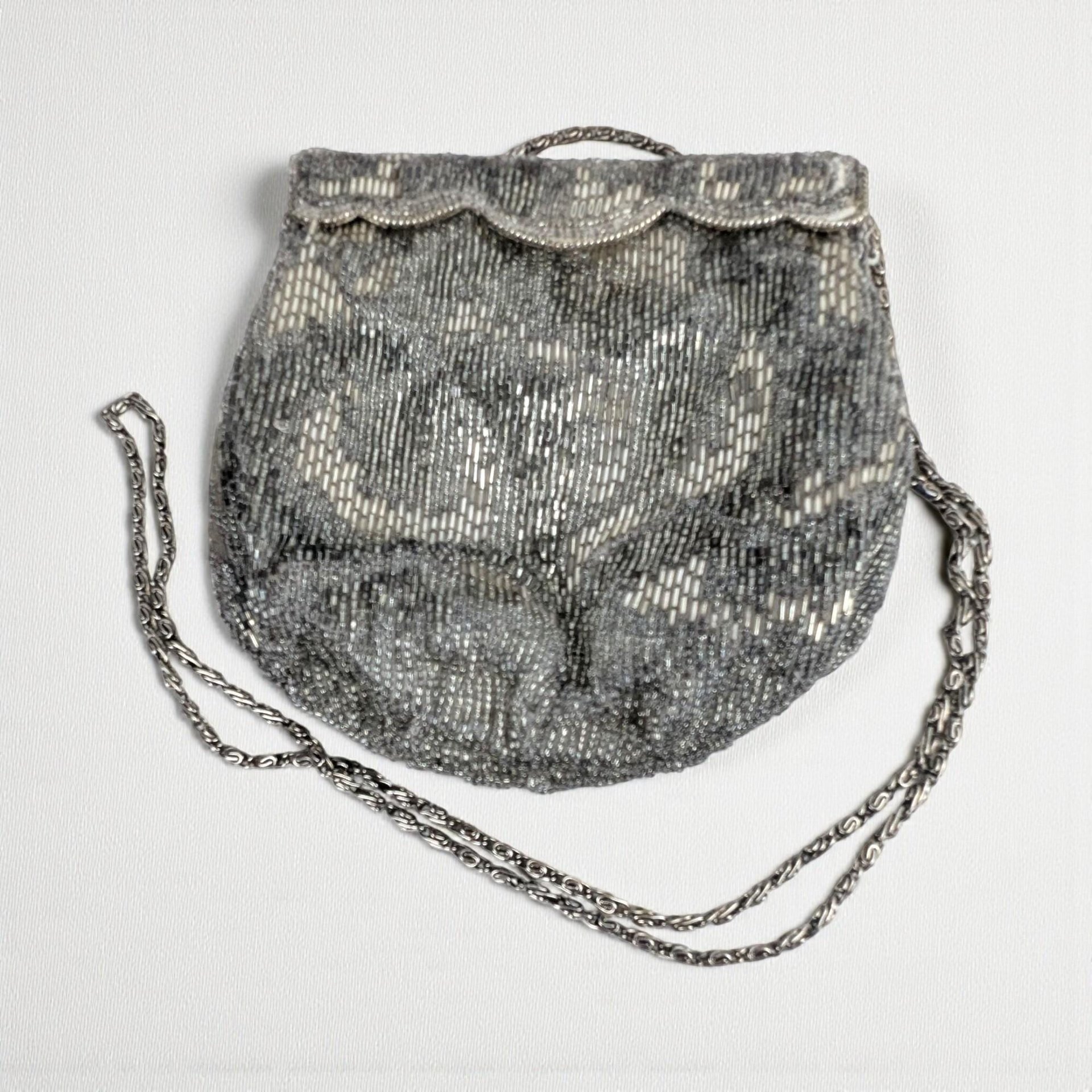 Vintage La Regale Silver Beaded Evening Purse