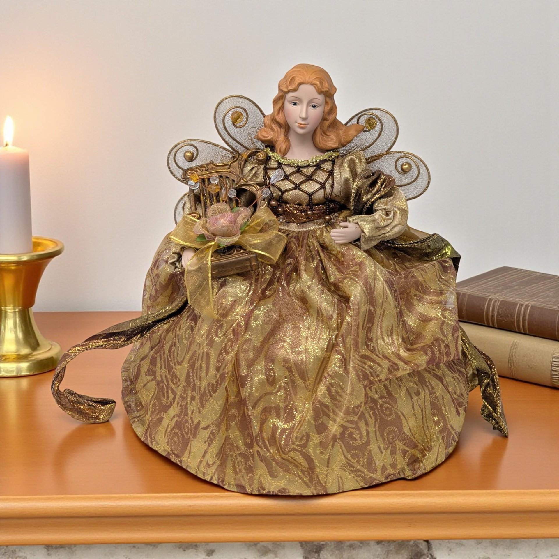 Vintage JCPenney Kneeling Gold Angel Tree Topper