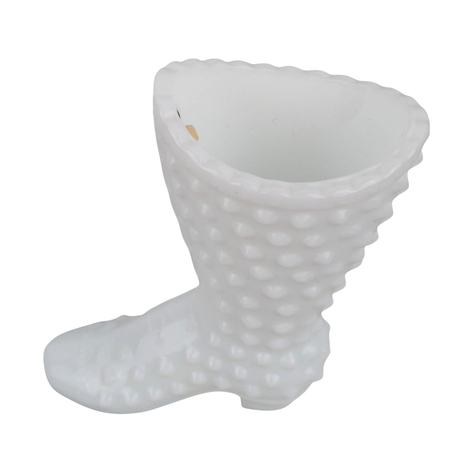 Fenton Hobnail White Milk Glass Boot Figurine