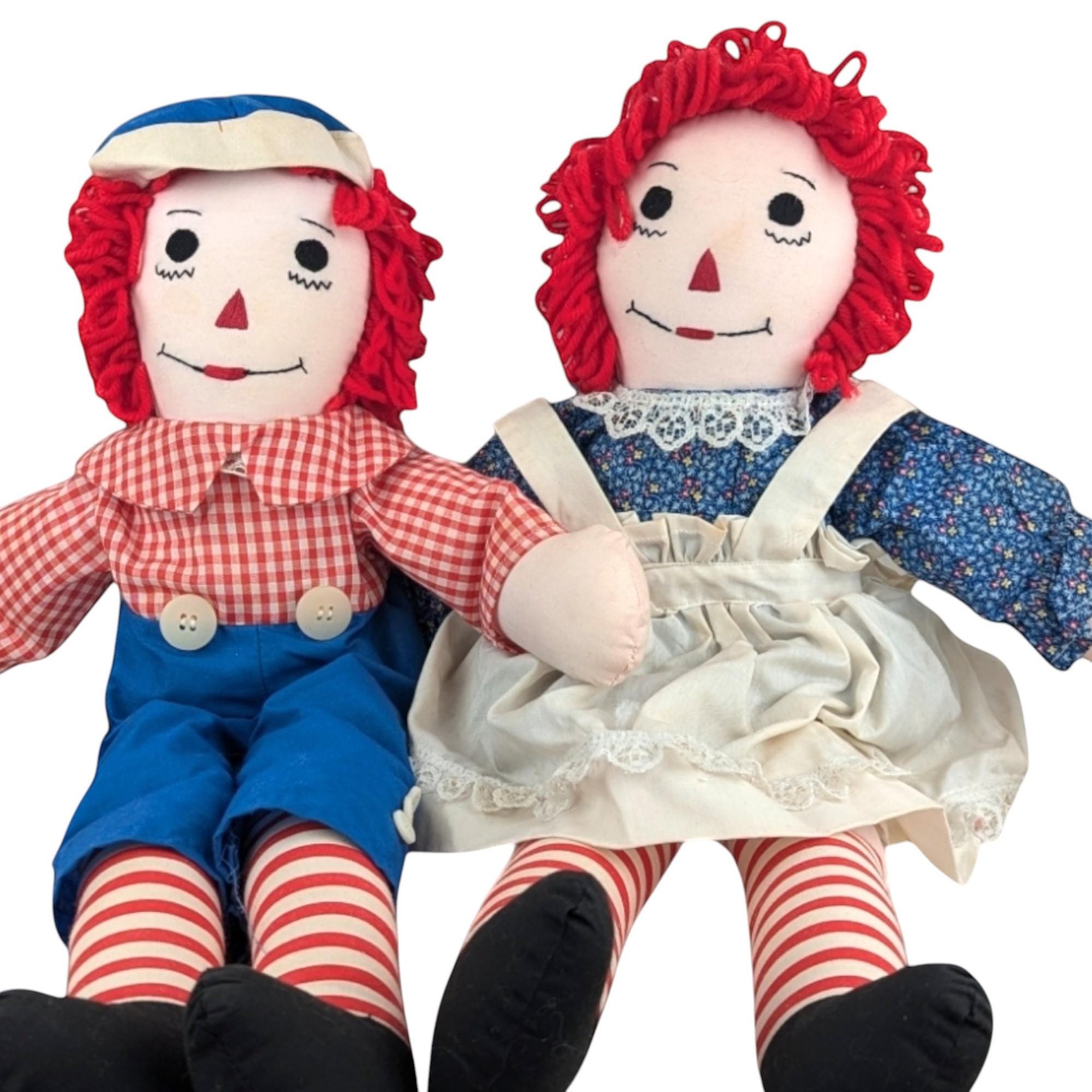 Vintage Raggedy Ann and Andy Plush Doll Pair