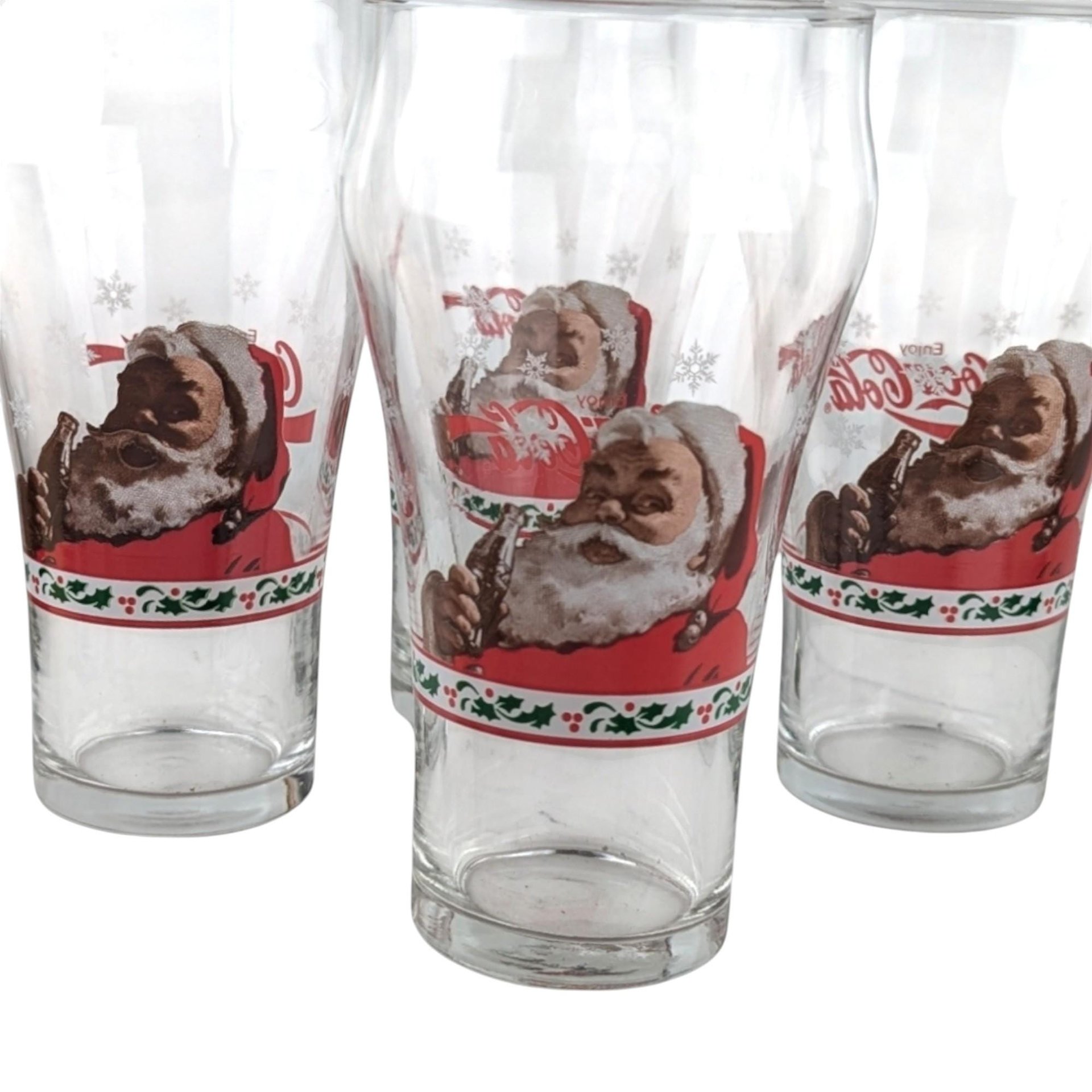 Set of 4 Vintage Libbey Santa Claus Coca-Cola Glasses