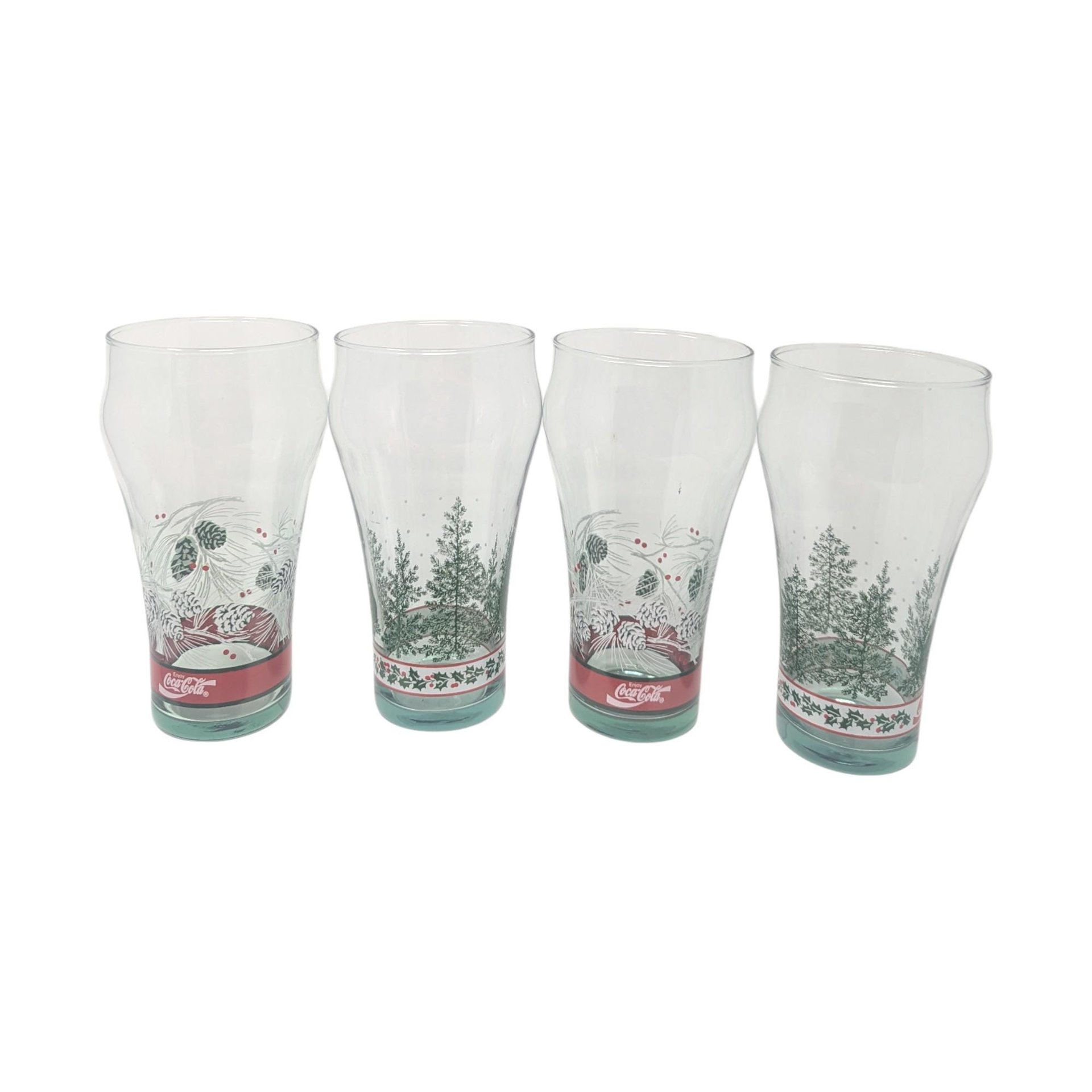 Set of 4 Vintage Coca-Cola Pine Cone and Tree Glasses