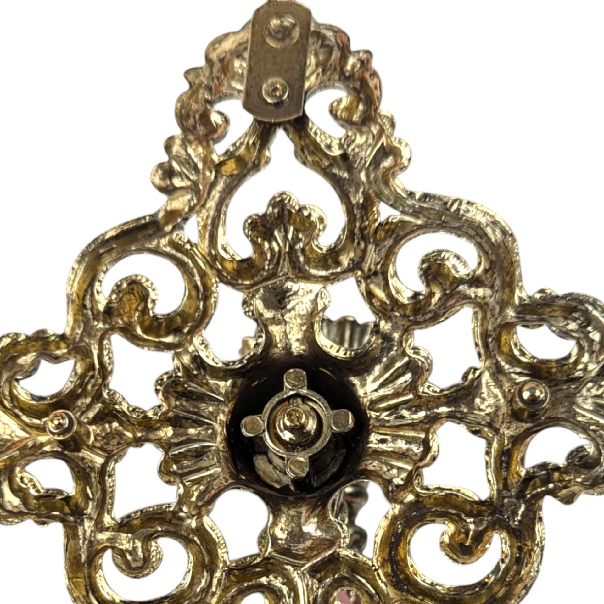 Vintage Italian Brass Wall Mounted Candle Sconces: Set of 2