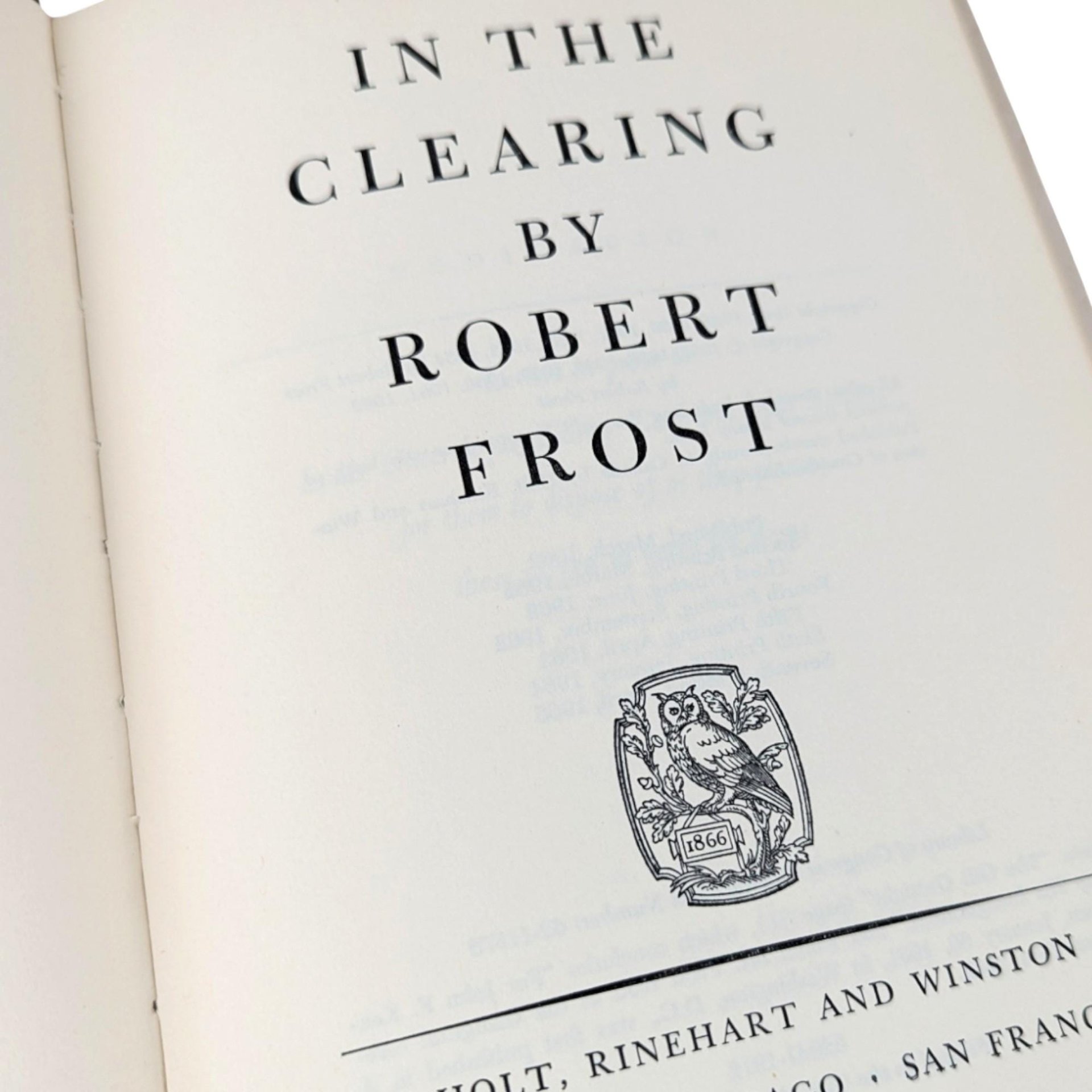 1965 Robert Frost In the Clearing Hardcover Book