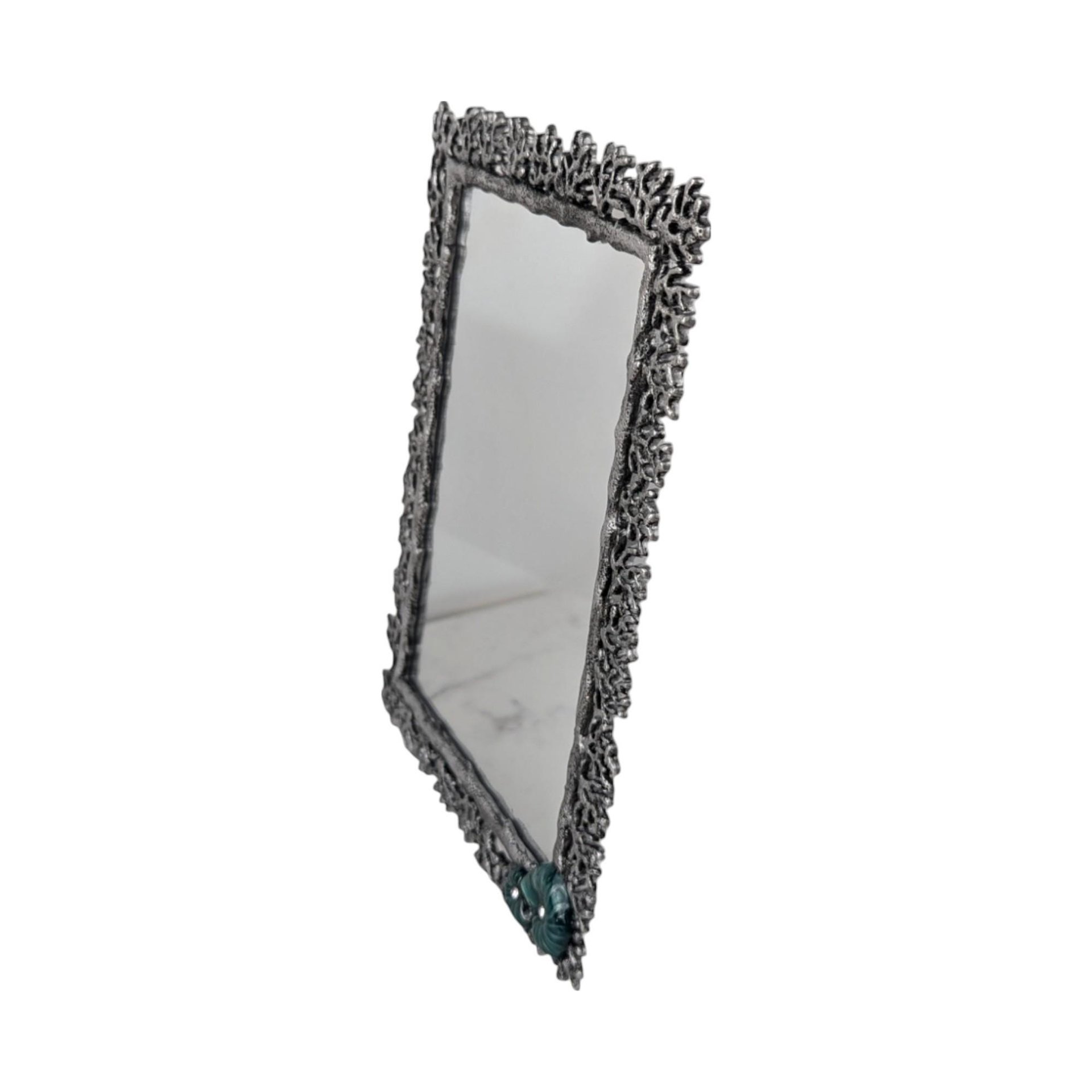 Vintage Pier 1 Imports Pewter Enamel Shell Mirror
