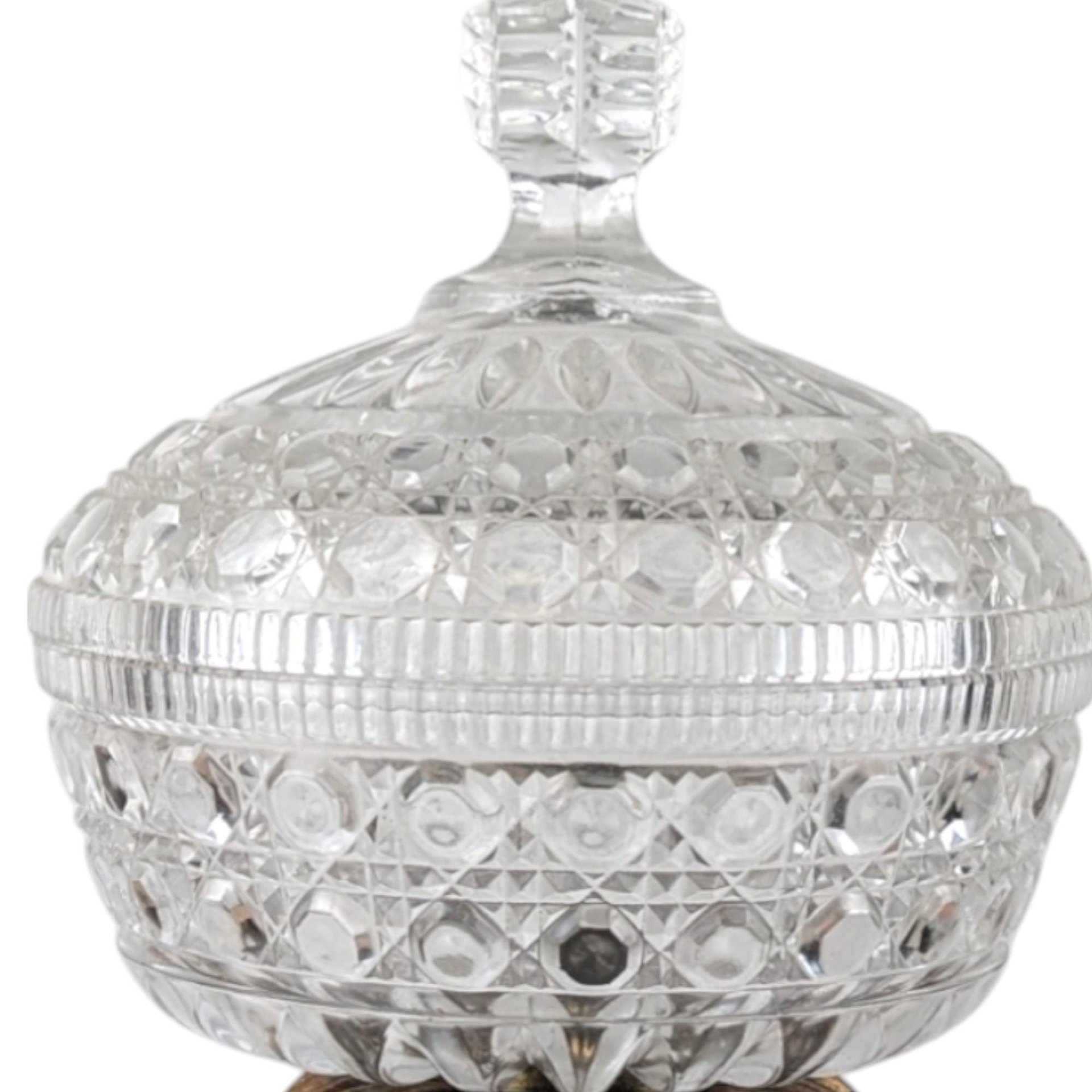 Vintage Italian Crystal and Marble Lidded Candy Dish