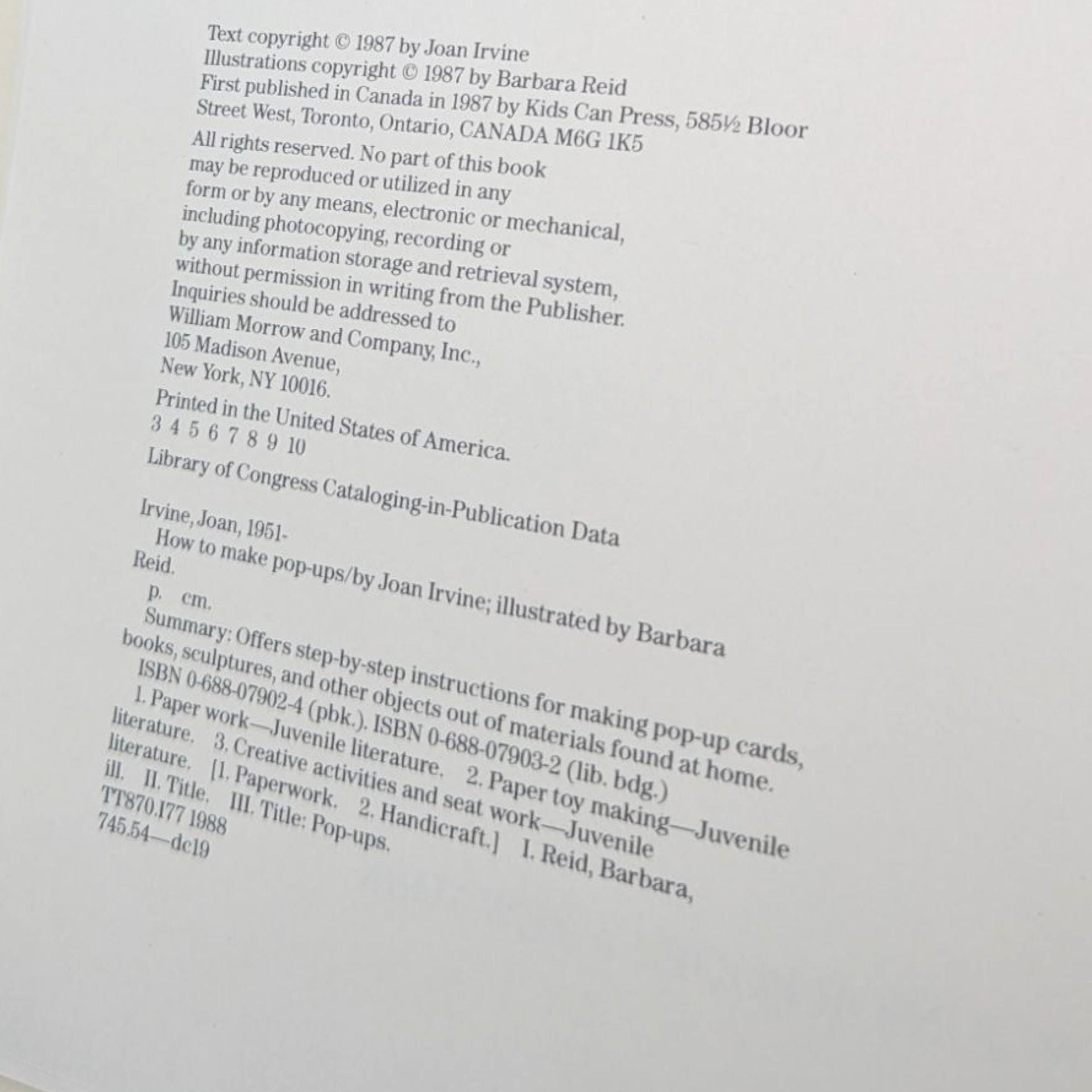 1987 How to Make Pop Ups by Joan Irvine