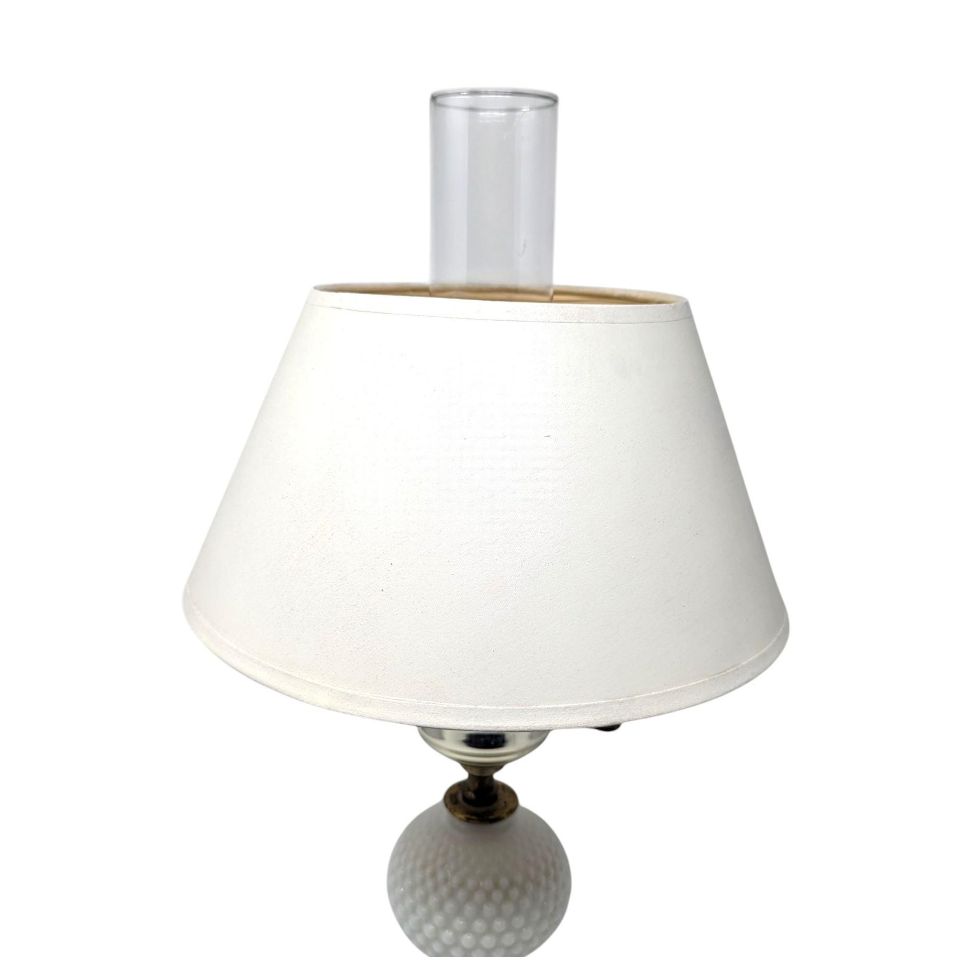 Vintage Milk Glass Floral Hurricane Lamp