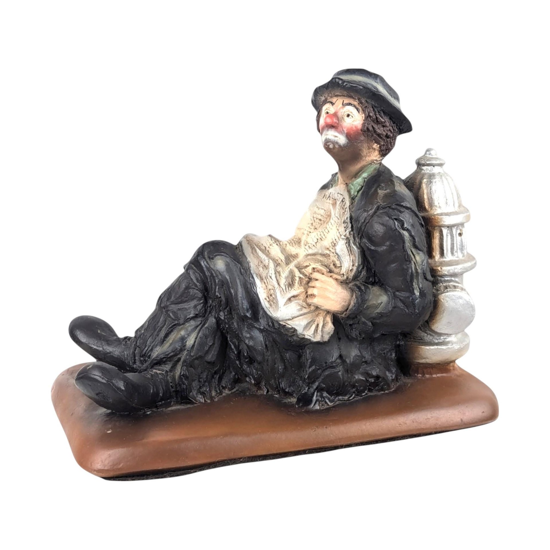 Vintage Esco Emmett Kelly Jr. Clown Leaning on Fire Hydrant