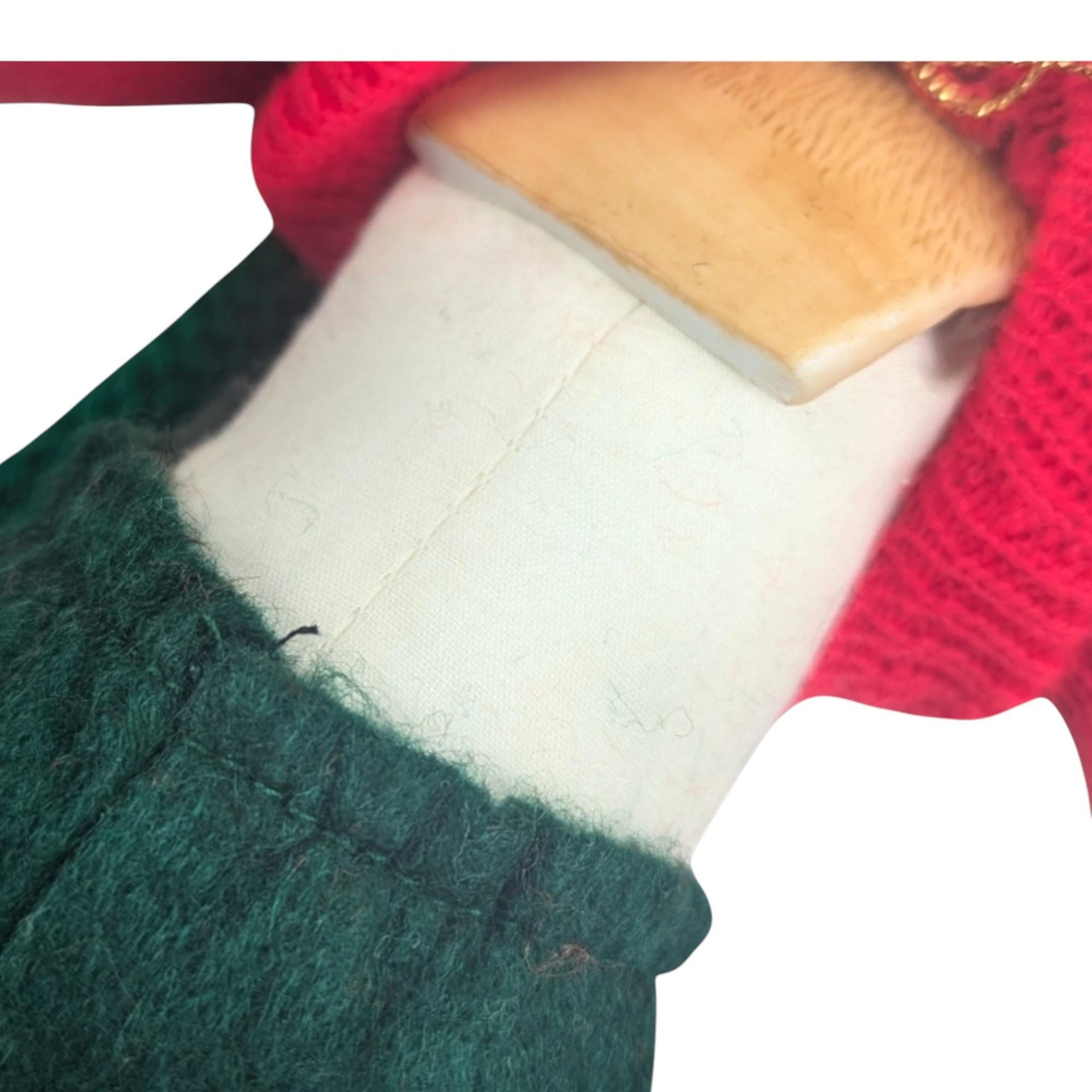 Handmade Porcelain Christmas Bear in Knit Outfit