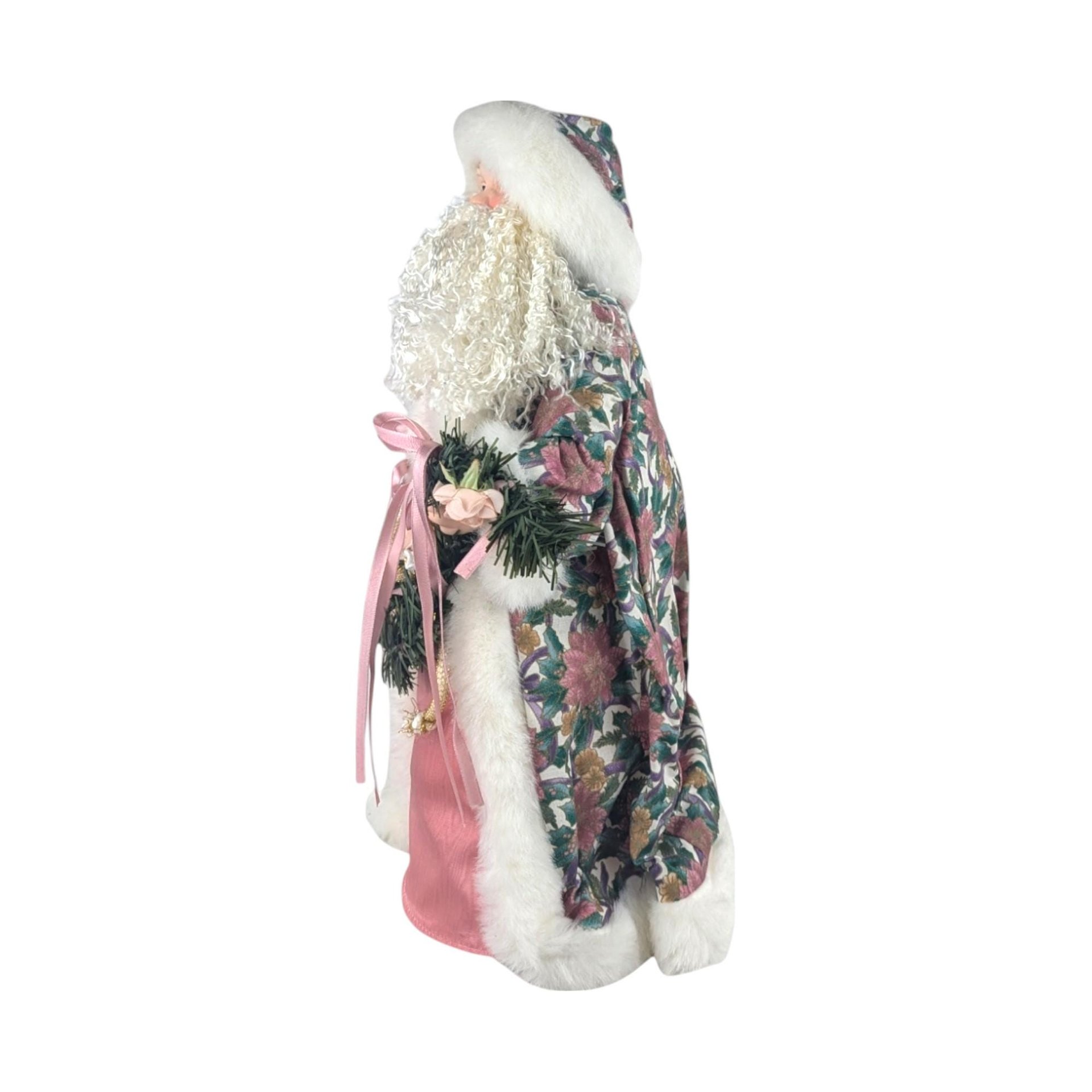 Vintage Victorian Pink Floral Santa Tree Topper