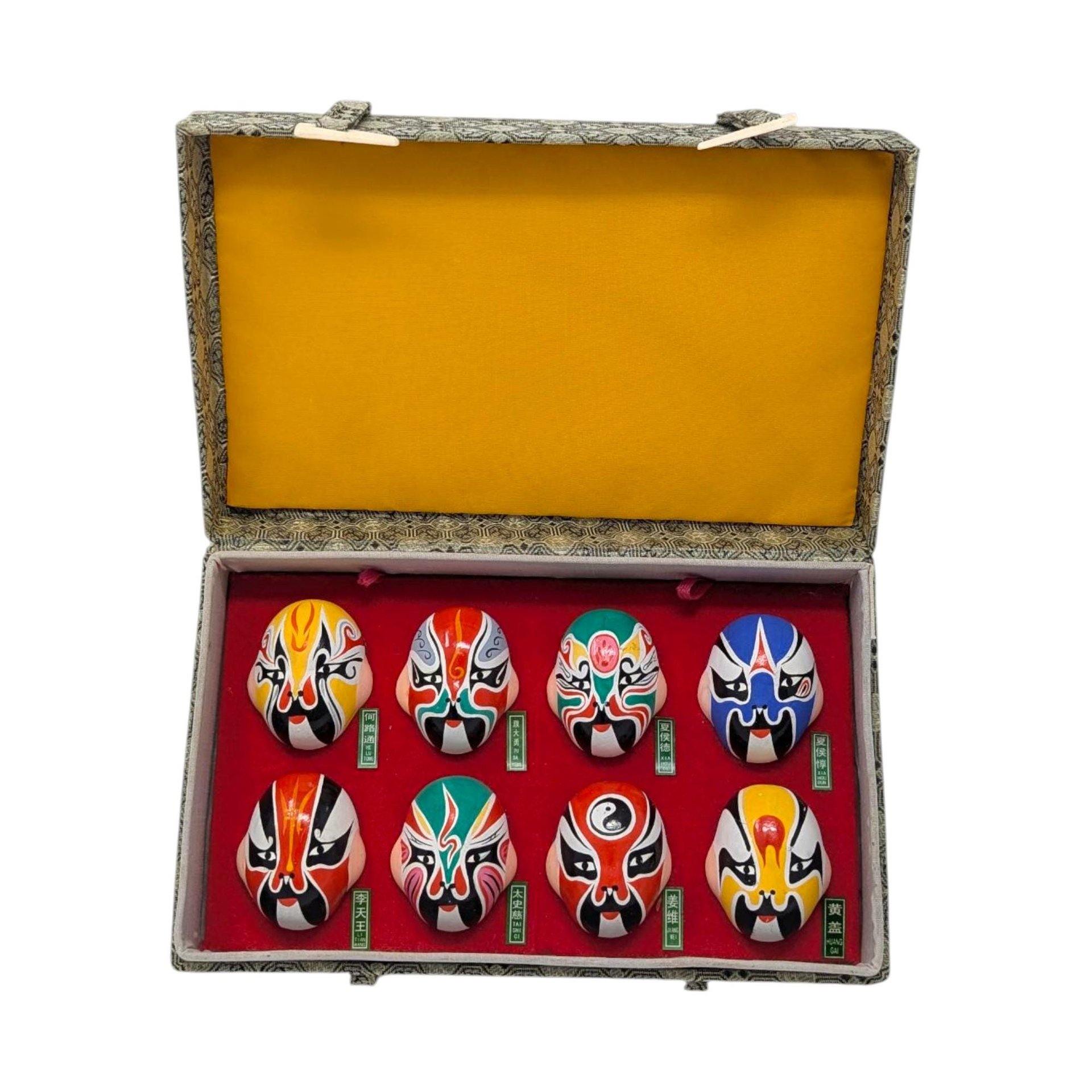 Vintage Hand-Painted Beijing Opera Clay Facial Mask Set