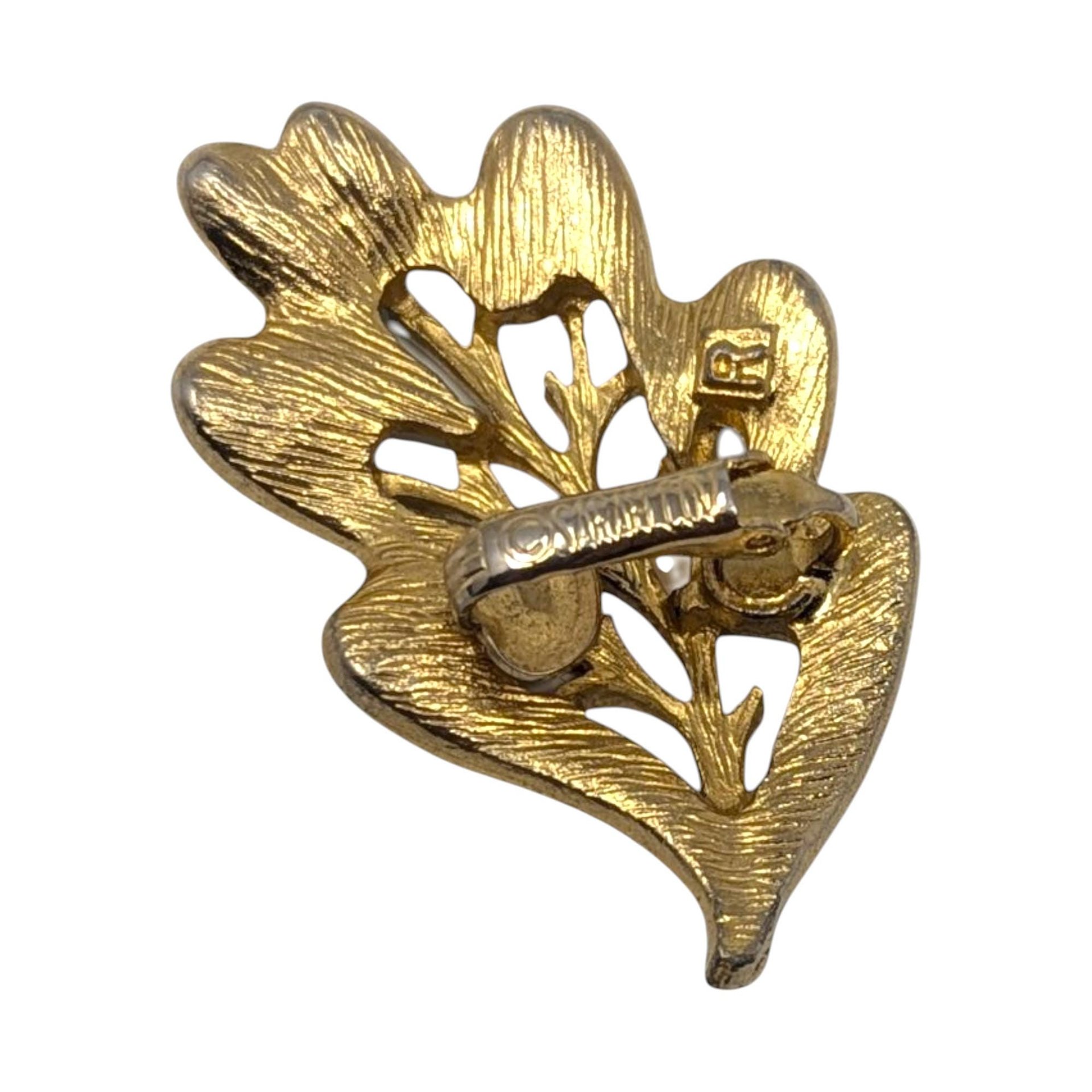 Vintage Sarah Coventry "Golden Harvest" Leaf Brooch & Earring Set