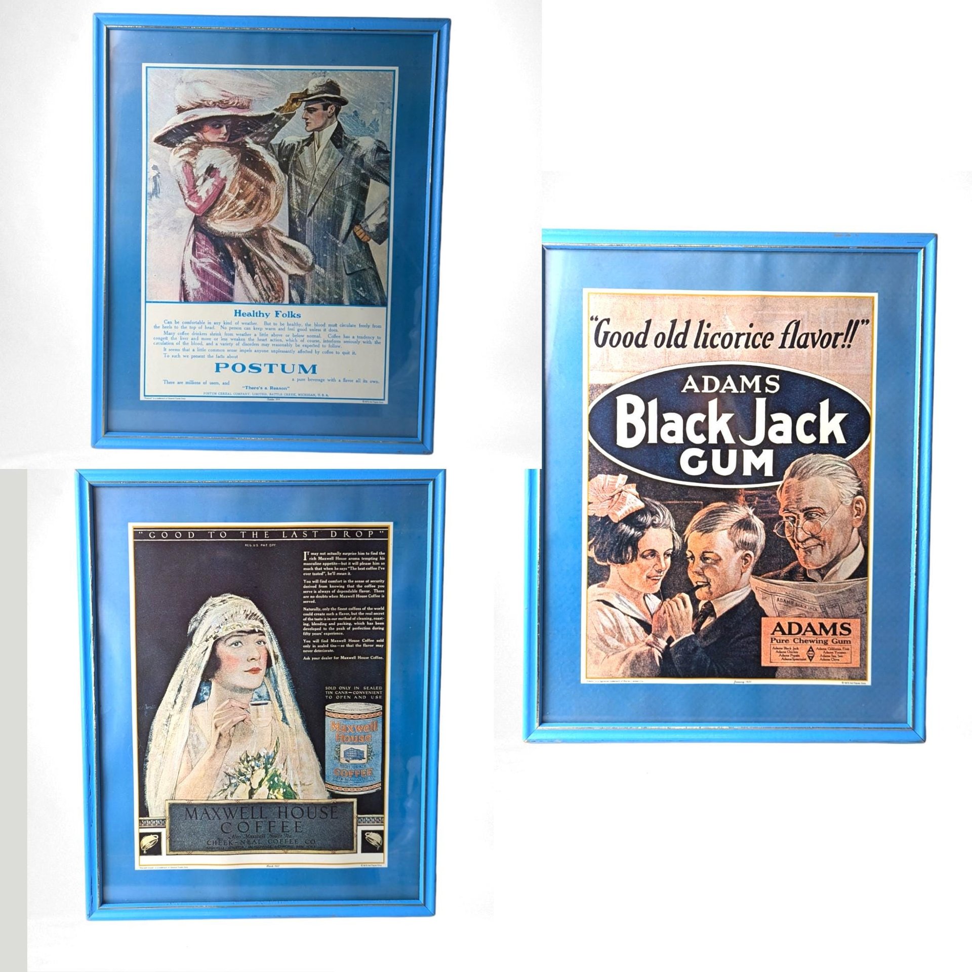 Vintage 1970s Nostalgia Ad Framed Print Set - 3 Pieces