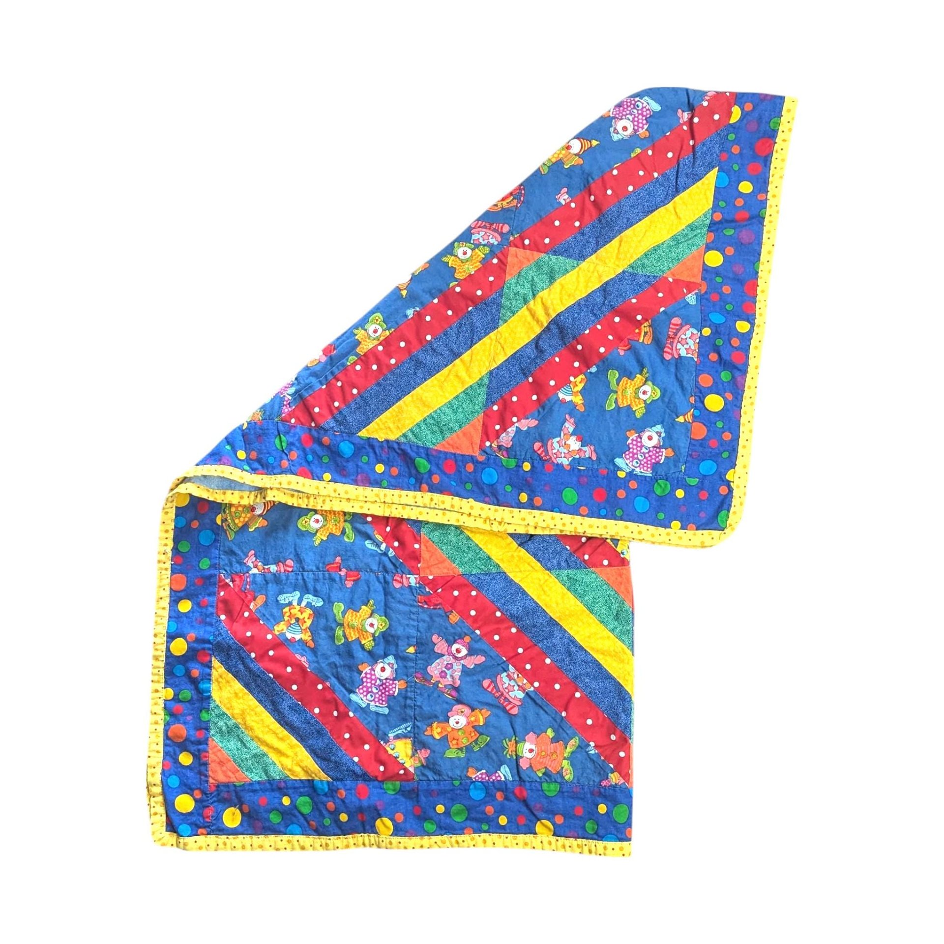 Handmade Vintage Clown Motif Throw Blanket