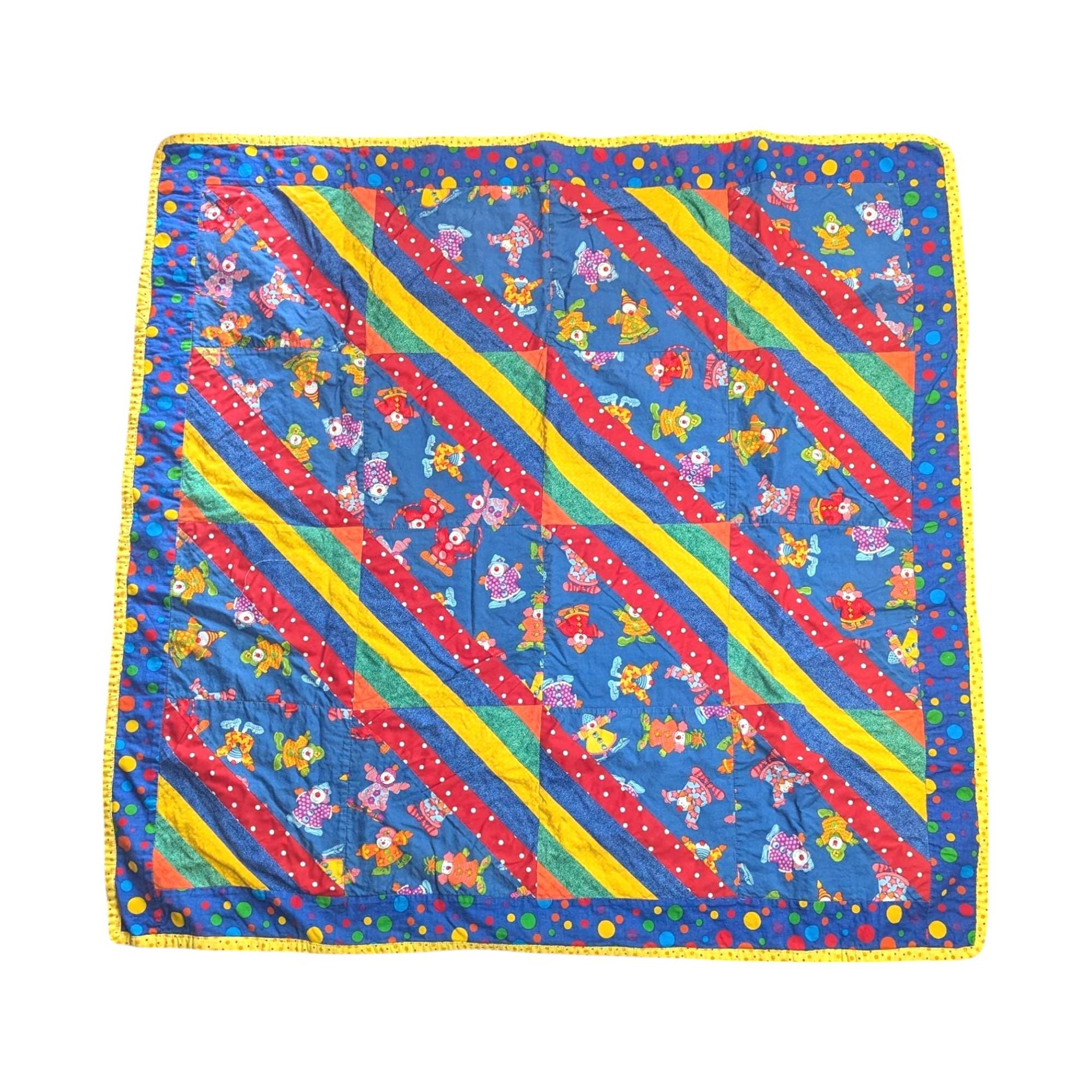 Handmade Vintage Clown Motif Throw Blanket